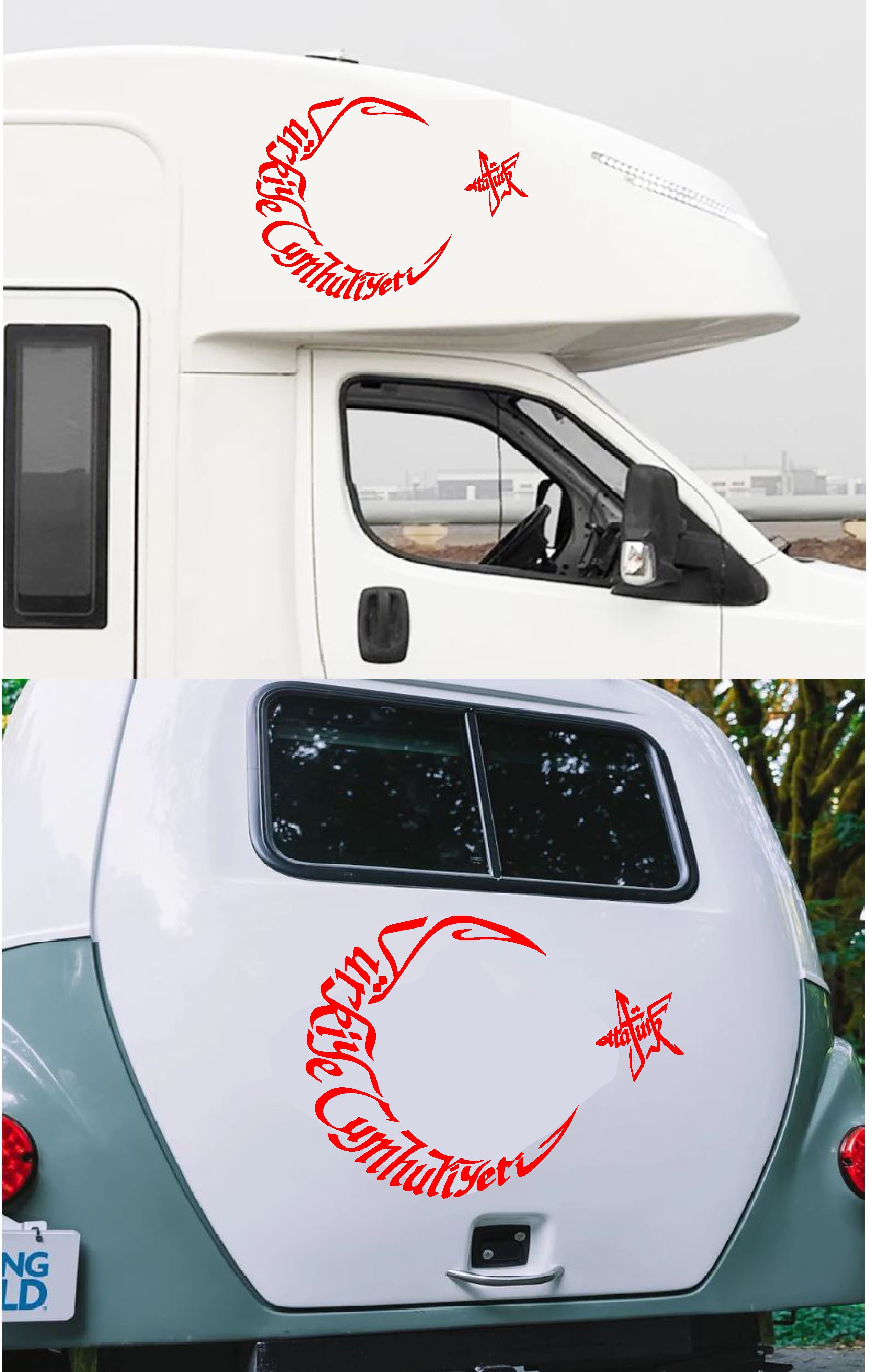 Ay Yıldız Türki̇ye Cumhuri̇yeti̇ Atatürk Sti̇cker - Araba Oto Cam Karavan Motosi̇klet Sti̇cker - 00053 15X12 Cm 