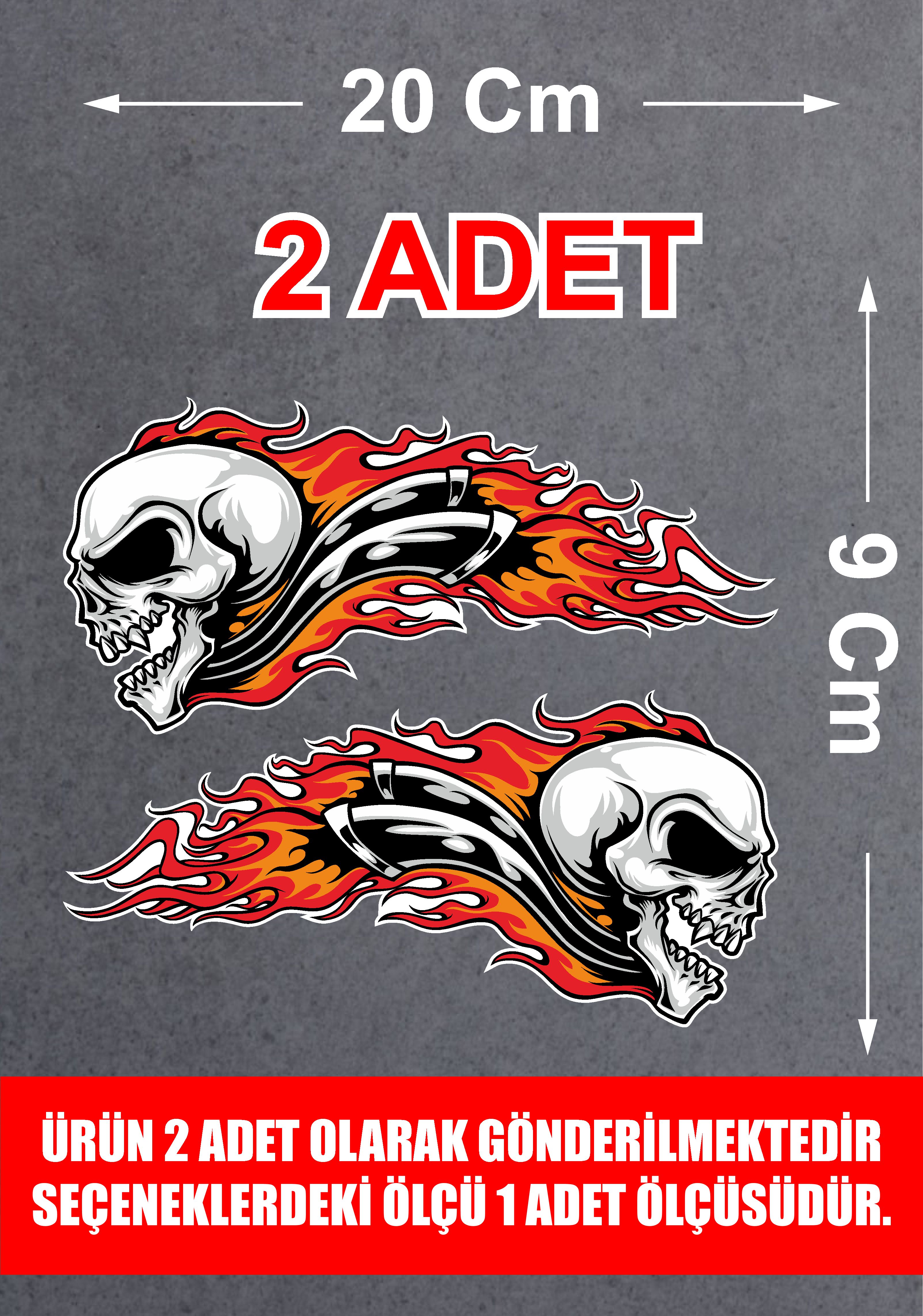 Alevli̇ Kurukafa Sti̇cker - Araba Oto Motosi̇klet Karavan Cam Sti̇cker - 00027 6X3 Cm