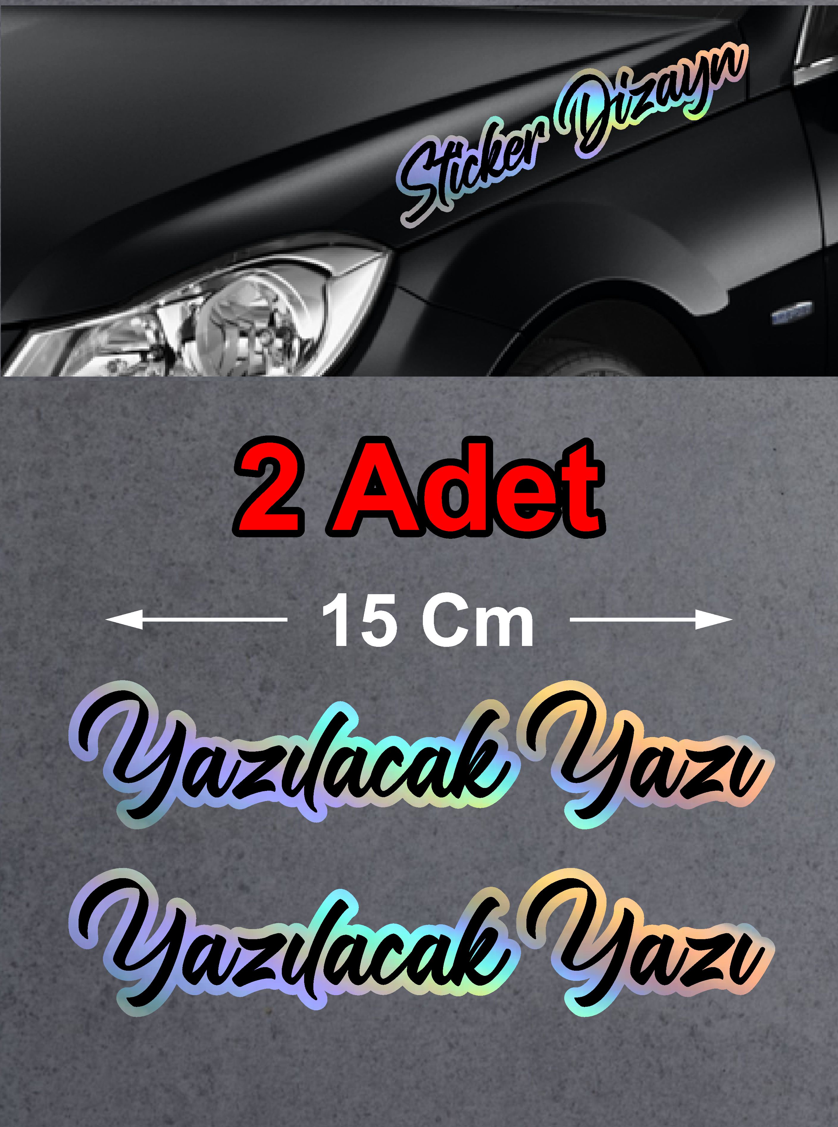 Hologramlı Janjanlı Ad Soyad Sti̇cker - Araba Oto Araç Motosi̇klet Karavan Cam Sti̇cker - 00309 12 Cm 