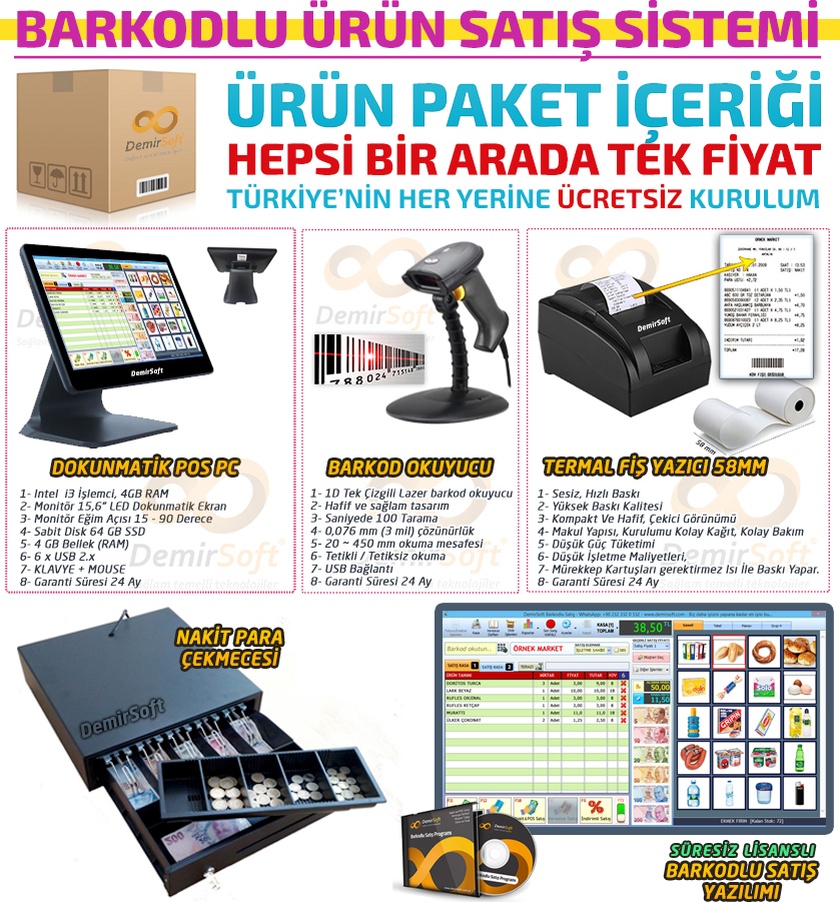Dokunmatik Barkodlu Satış Sistemi Her Şey Dahil Sistem