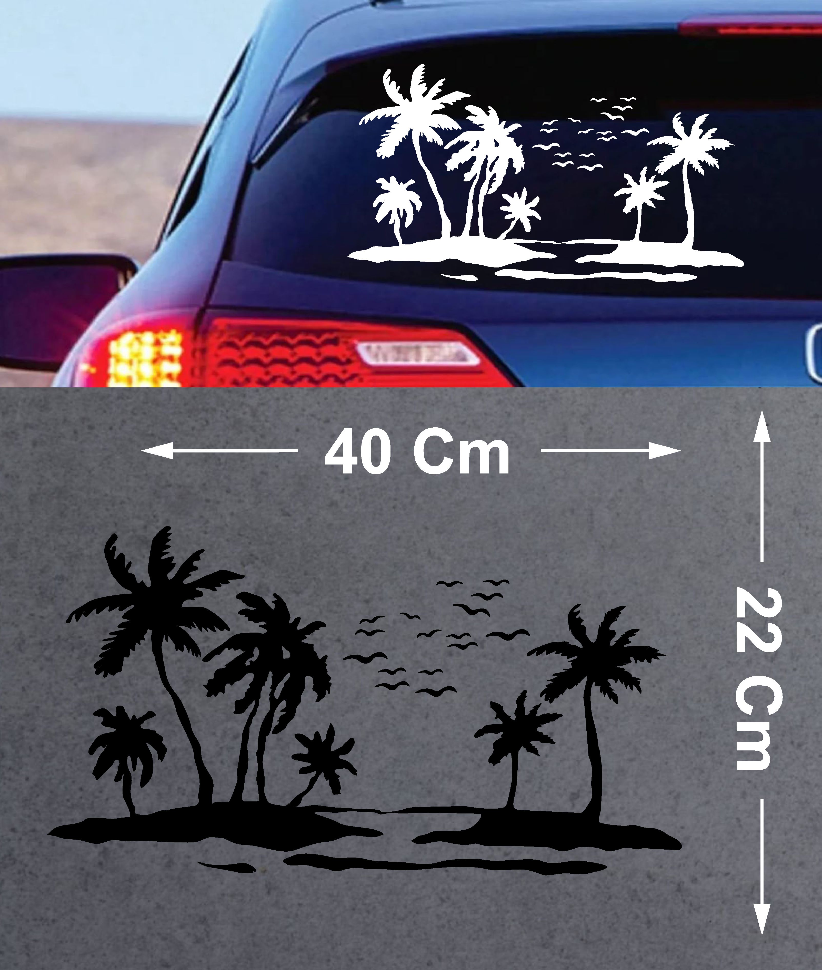 Palmi̇ye Deni̇z Kumsal Sti̇cker -4X4 Manzara Araba Oto Karavan Cam Sti̇cker - 00132 20X11 Cm 