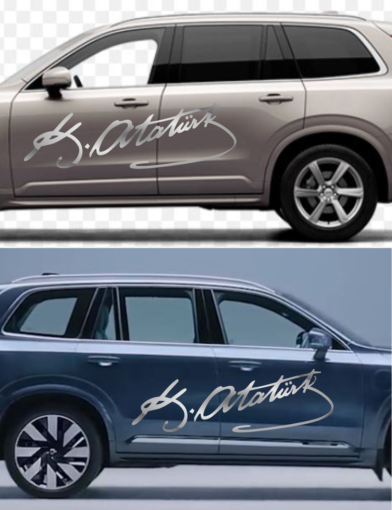 Atatürk Imza Sti̇cker - 2 Adet Mustafa Kemal Atatürk Imza Araba Oto Motosi̇klet Karavan Sti̇cker 00016 50X15 Cm 