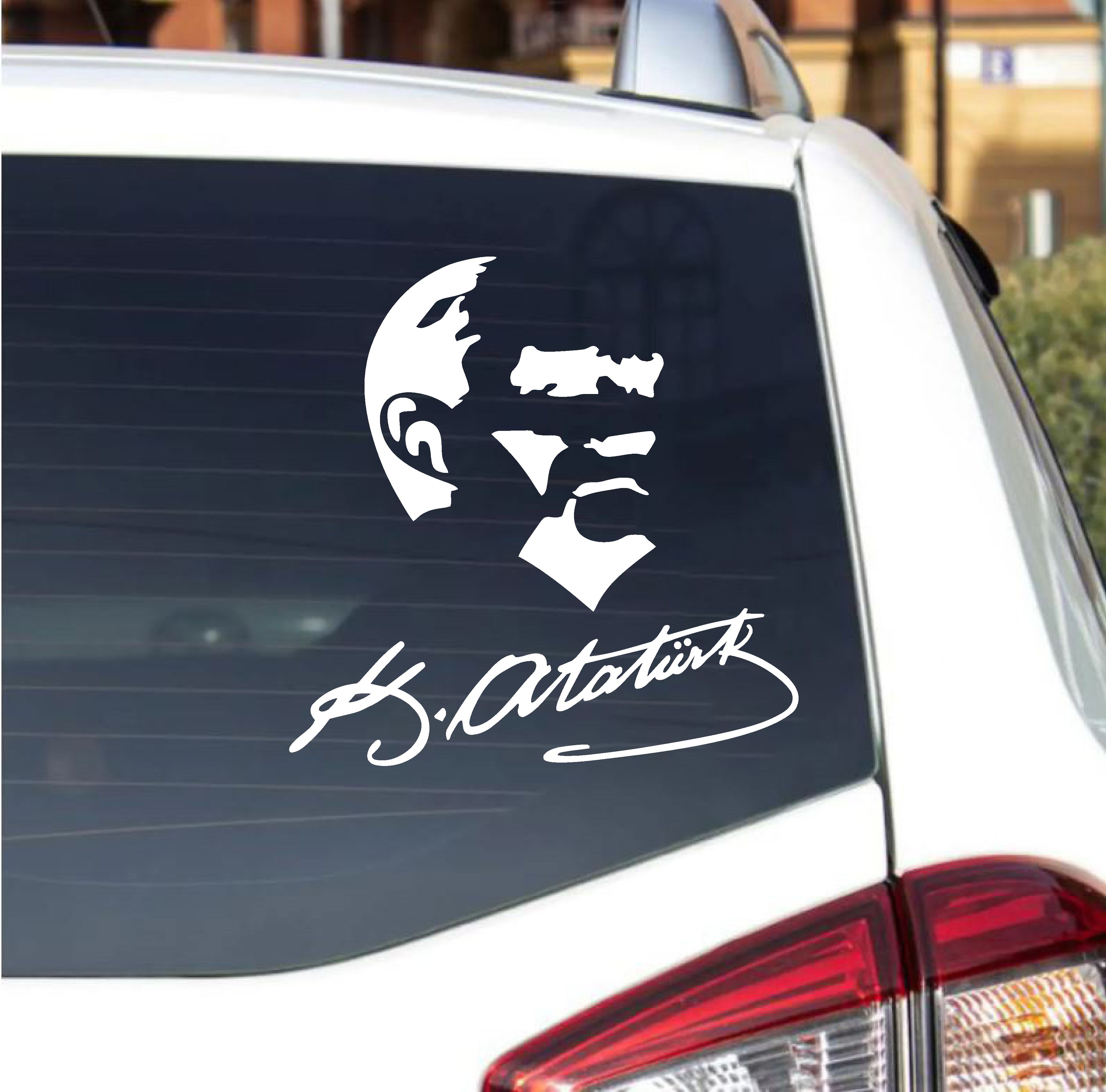 Atatürk Si̇let Ve İmza Sti̇cker - Mustafa Kemal Atatürk Başbuğ Büyük Türk Sti̇cker -Araba Oto Motosi̇klet Karavan Cam Sti̇cker - 00319 12X12 Cm 