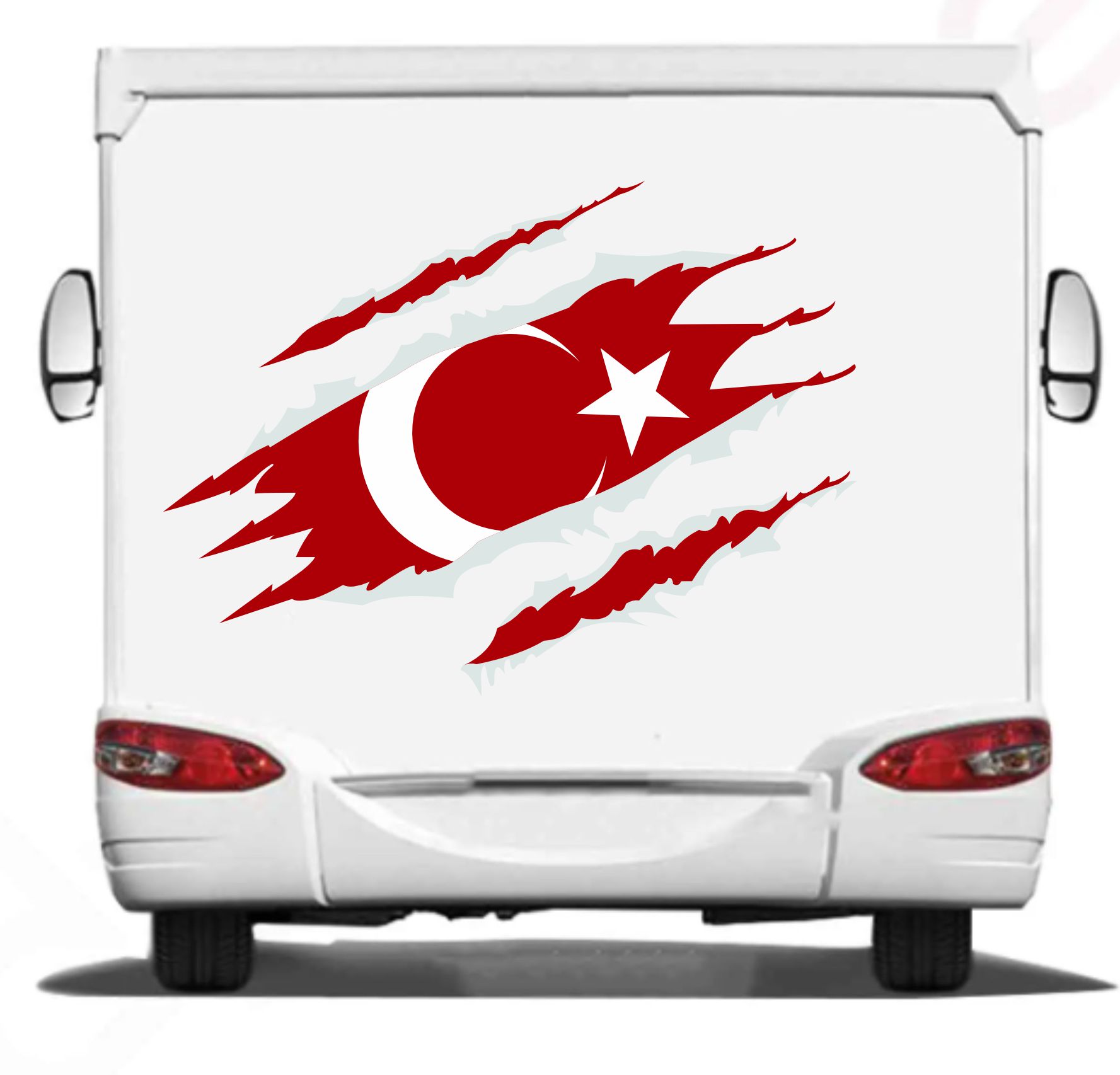 Yırtıklı Paçalı Türk Bayrağı Sti̇cker Araba Oto Motosi̇klet Karavan Sti̇cker 00034 50X37 Cm 