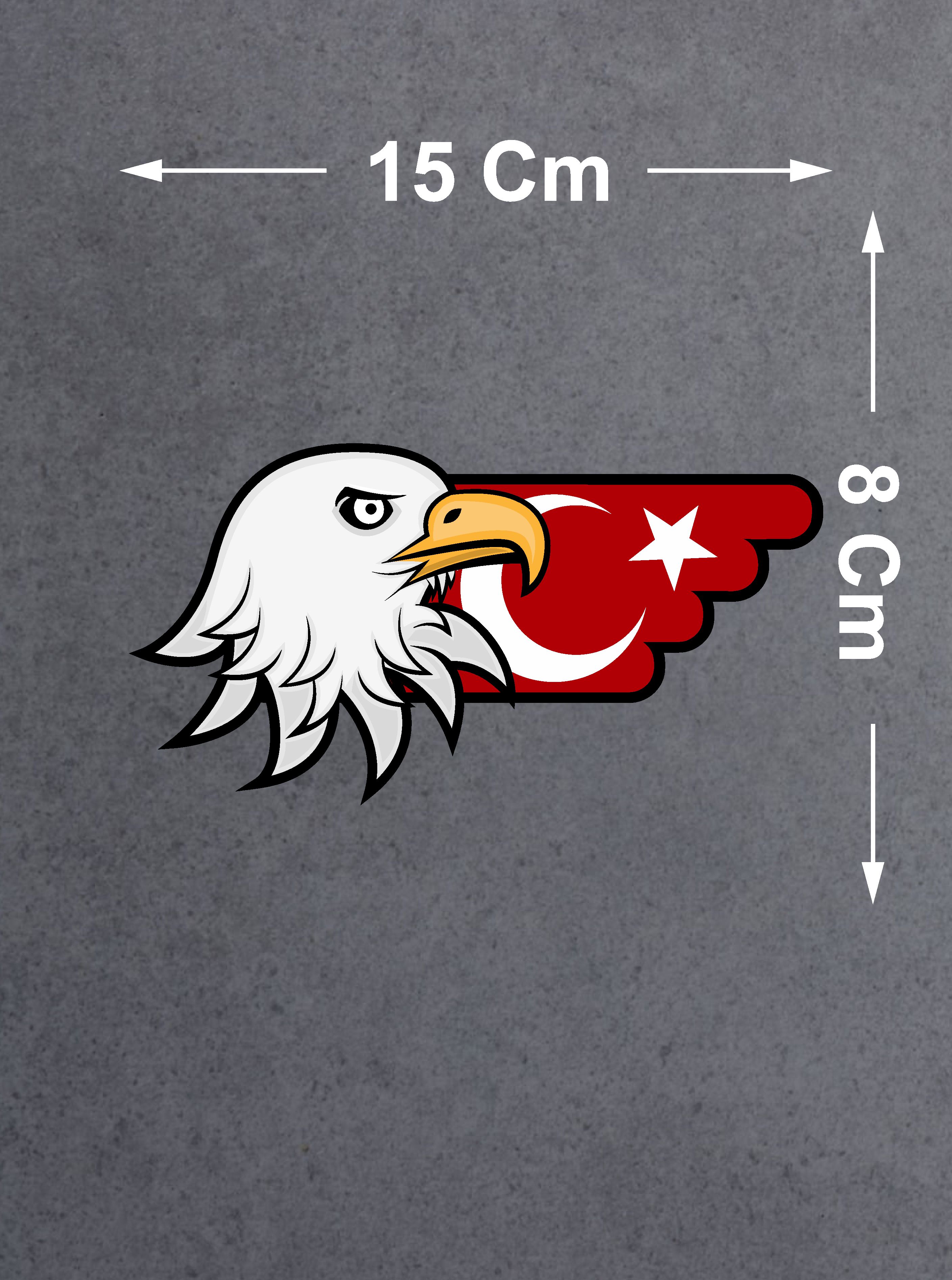 Kartal Ve Türk Bayrağı Sti̇cker - Ay Yıldız Eagle Sti̇cker - Araba Oto Motosi̇klet Karavan Sti̇cker 00727 10X5 Cm 
