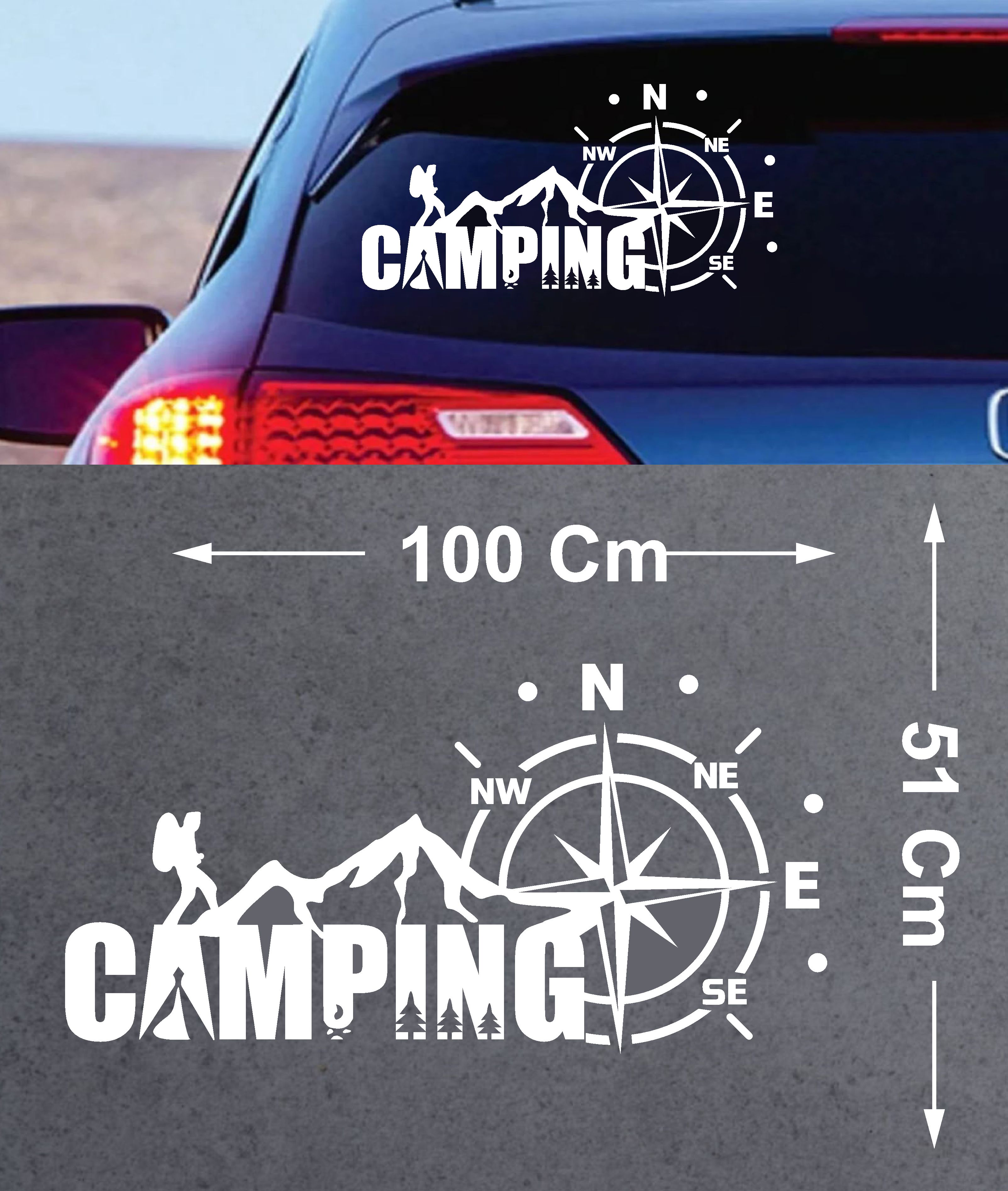 Kamp Ve Pusula Sti̇cker - Araba Oto Motosi̇klet Karavan Cam Sti̇cker - 00134 20X10 Cm 