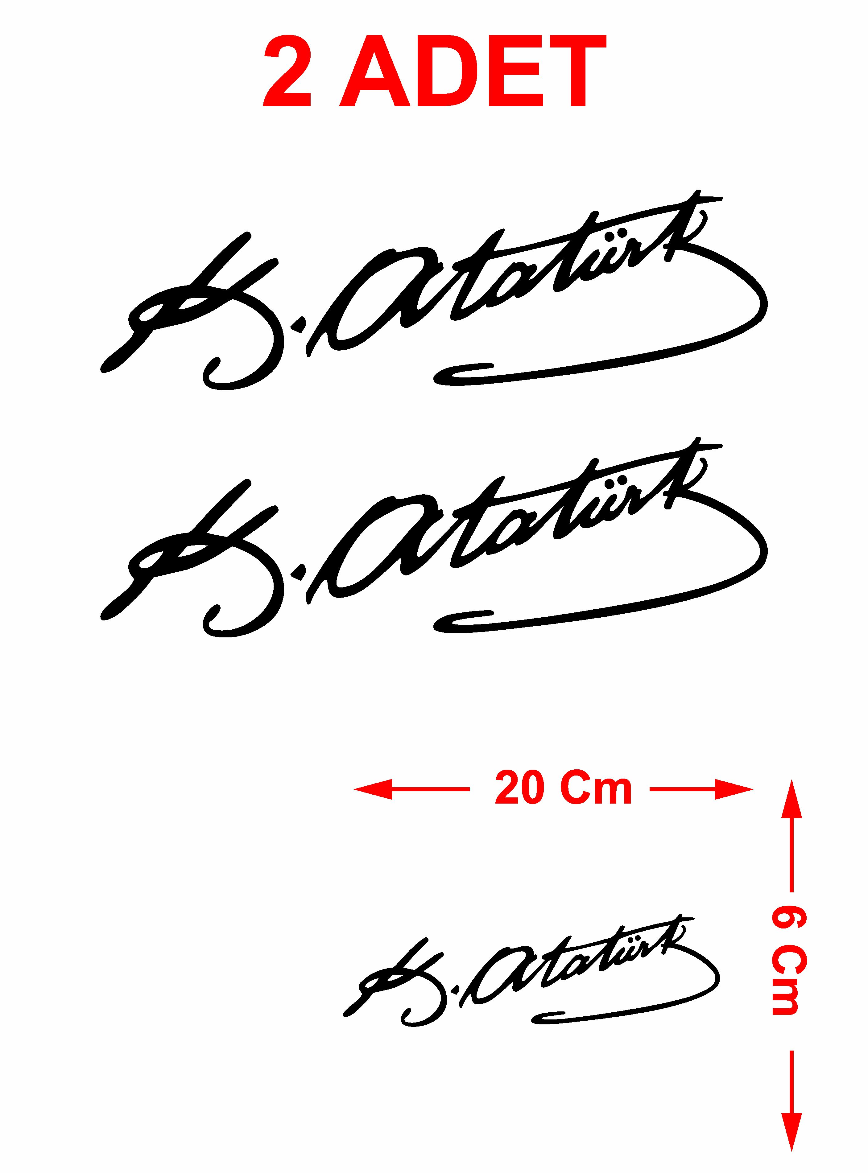 Atatürk Imza Sti̇cker - 2 Adet Mustafa Kemal Atatürk Imza Araba Oto Motosi̇klet Karavan Sti̇cker 00016 50X15 Cm 