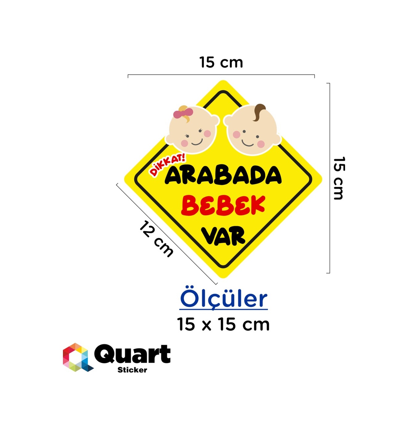 Arabada Bebek Var Oto Sti̇cker, Araba Sti̇cker 15 X 15 Cm