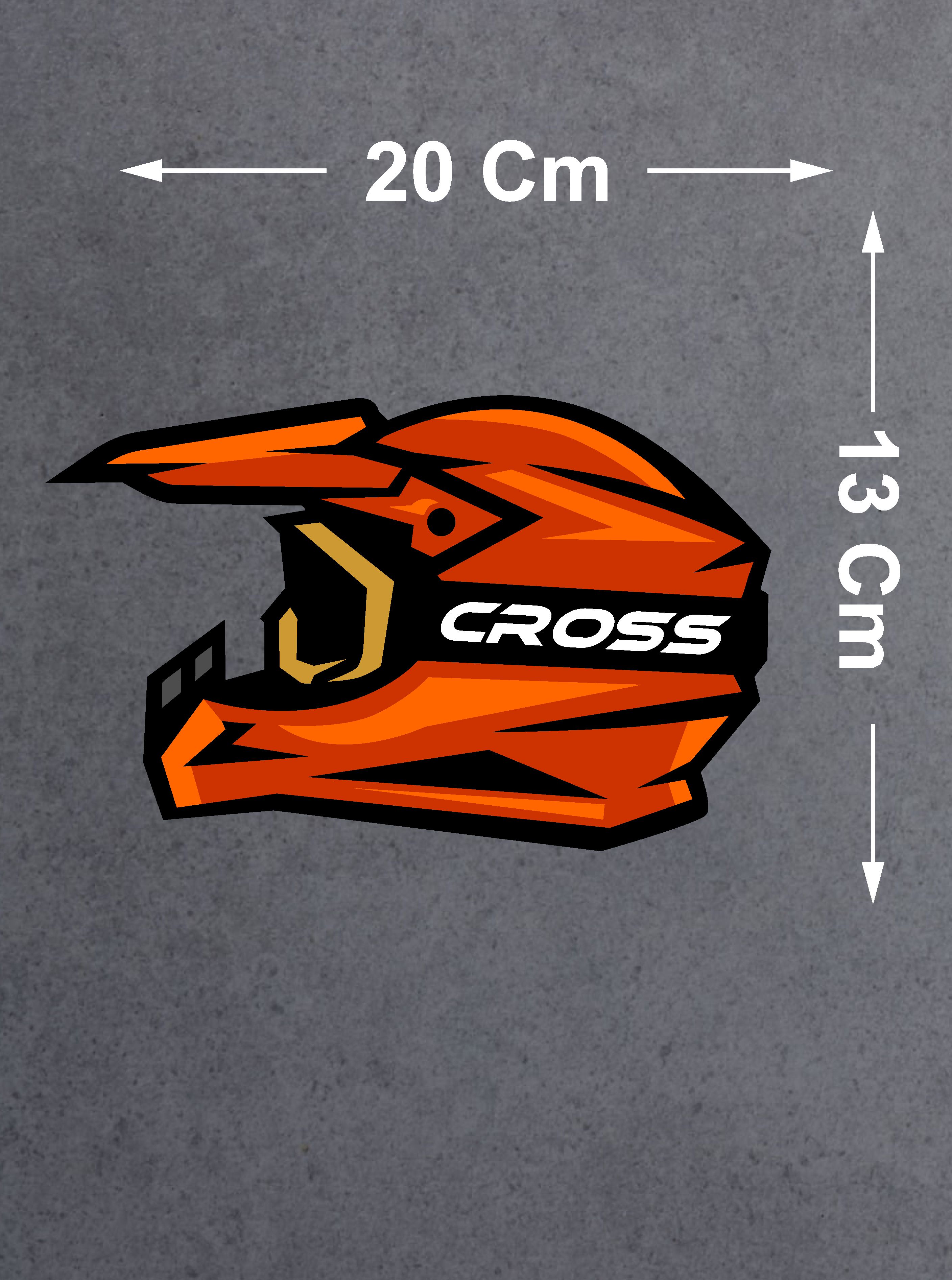 Cross Kask Sti̇cker - Motosi̇klet Cross Motosi̇klet Kask Cam Araba Oto Sti̇cker - 00021 12X8 Cm 