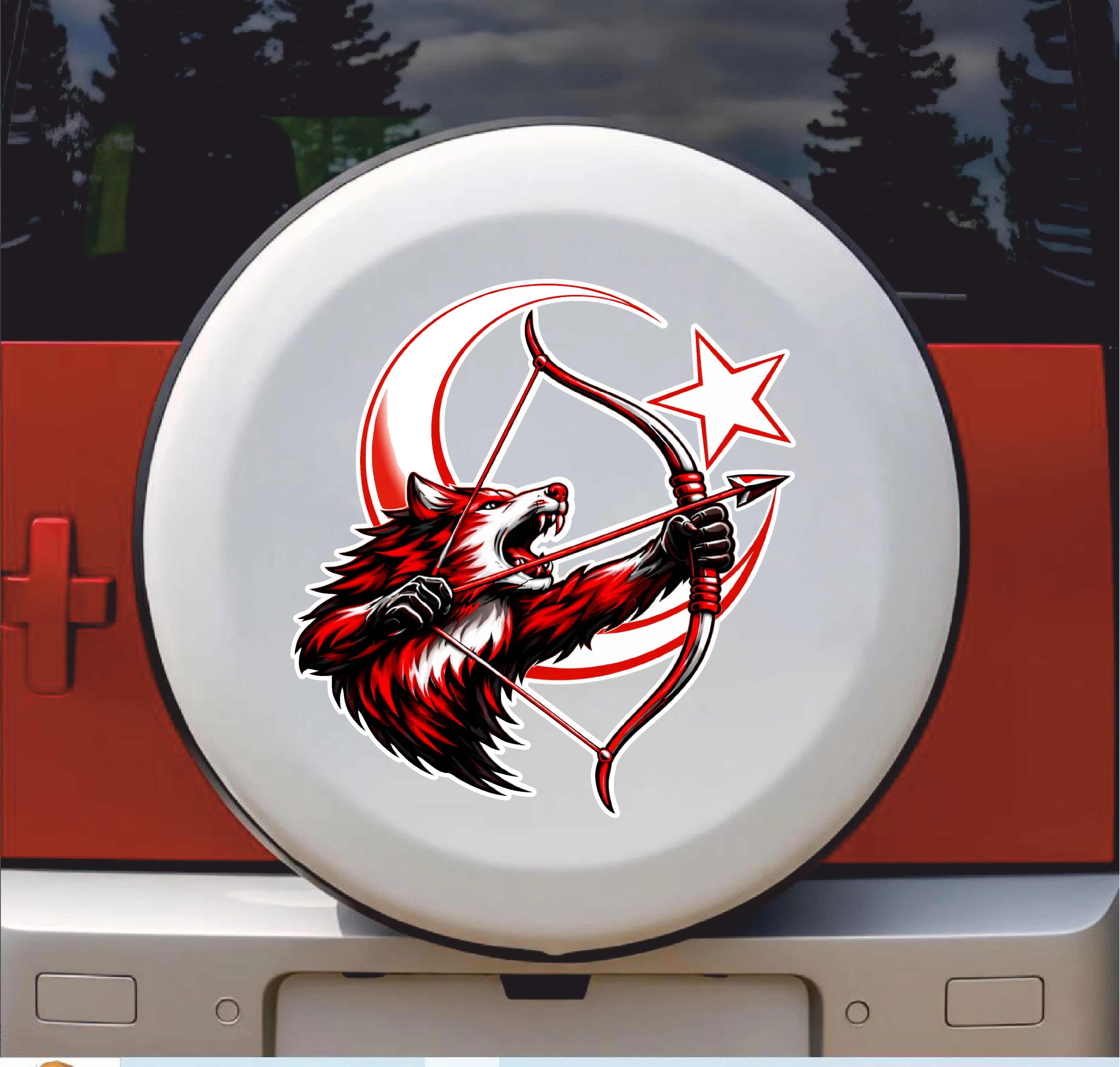Kurt Gökbörü Ay Yıldız Bayrak Sti̇cker - Araba Oto Motosi̇klet Karavan Sti̇cker - 00316 12X11 Cm 