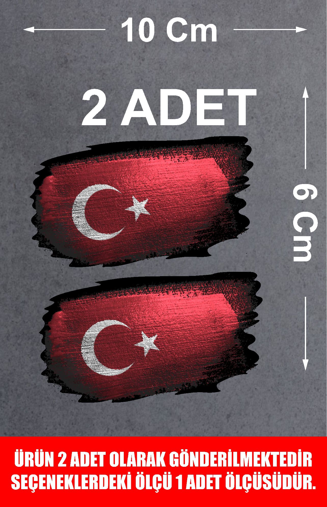 Türk Bayrağı Sticker - Türk - Bayrak - Ay Yıldız Sticker - Araba Oto Motosiklet Karavan Cam Kask Sticker - 01969 10X6 Cm 