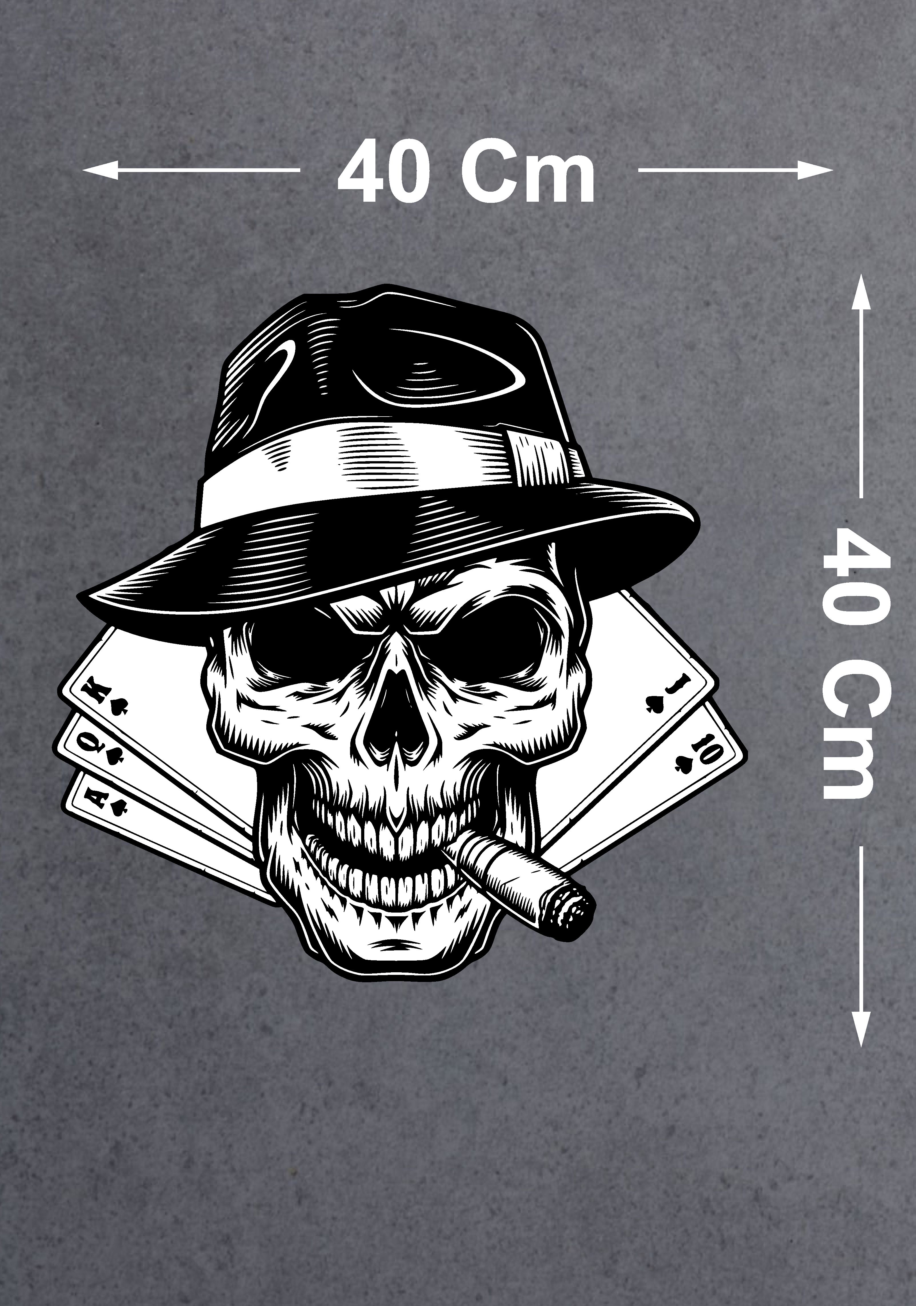 Kurukafa Poker Iskambi̇l Kağıdı Skull Sti̇cker - 00332 10X10 Cm 