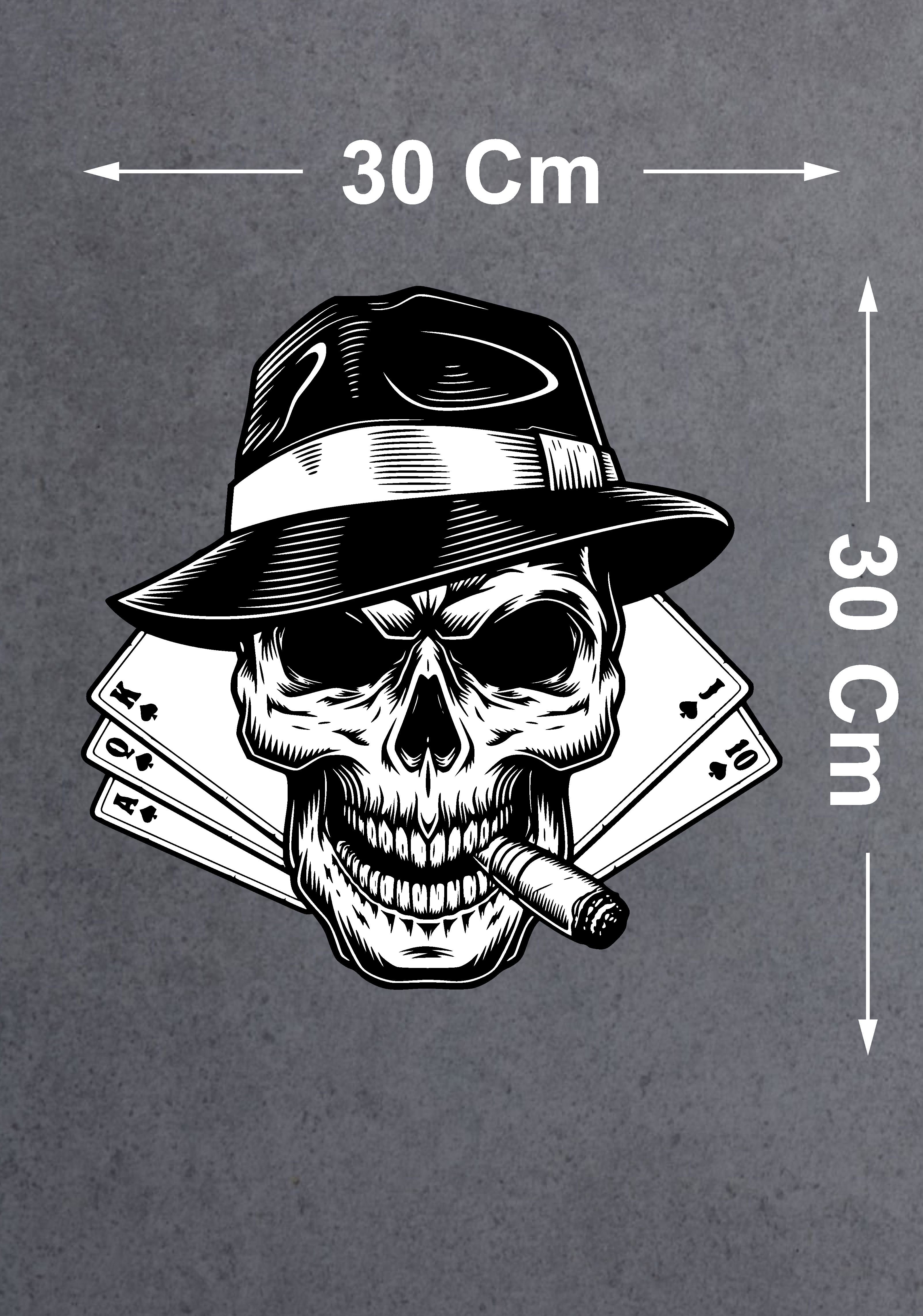Kurukafa Poker Iskambi̇l Kağıdı Skull Sti̇cker - 00332 10X10 Cm 