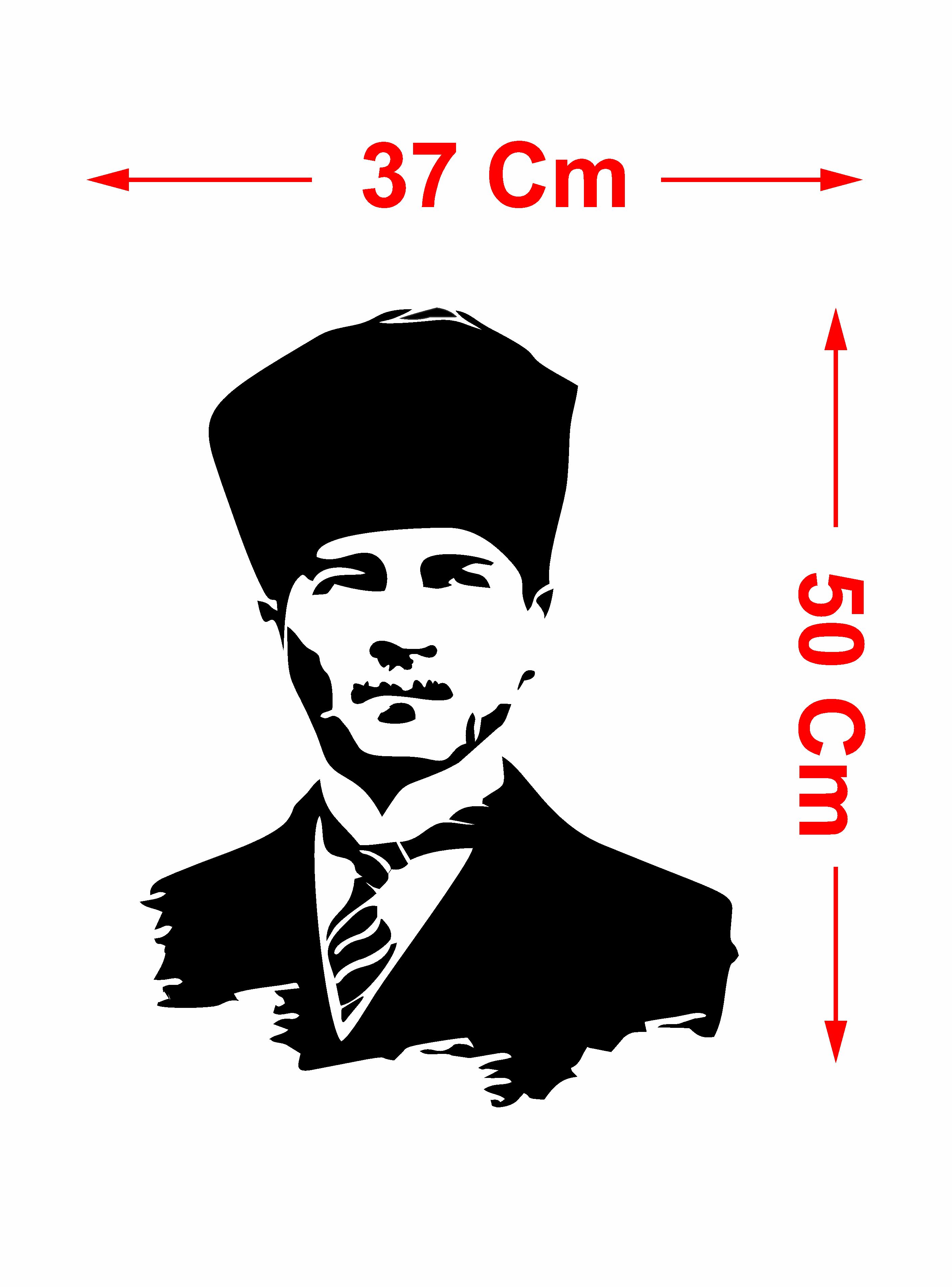 Atatürk Si̇lüet Gazi̇ Mustafa Kemal Büyük Türk Atatürk Başkomtan Sti̇cker Araba Oto Motosi̇klet Karavan Sti̇cker 00008 50X37 Cm 