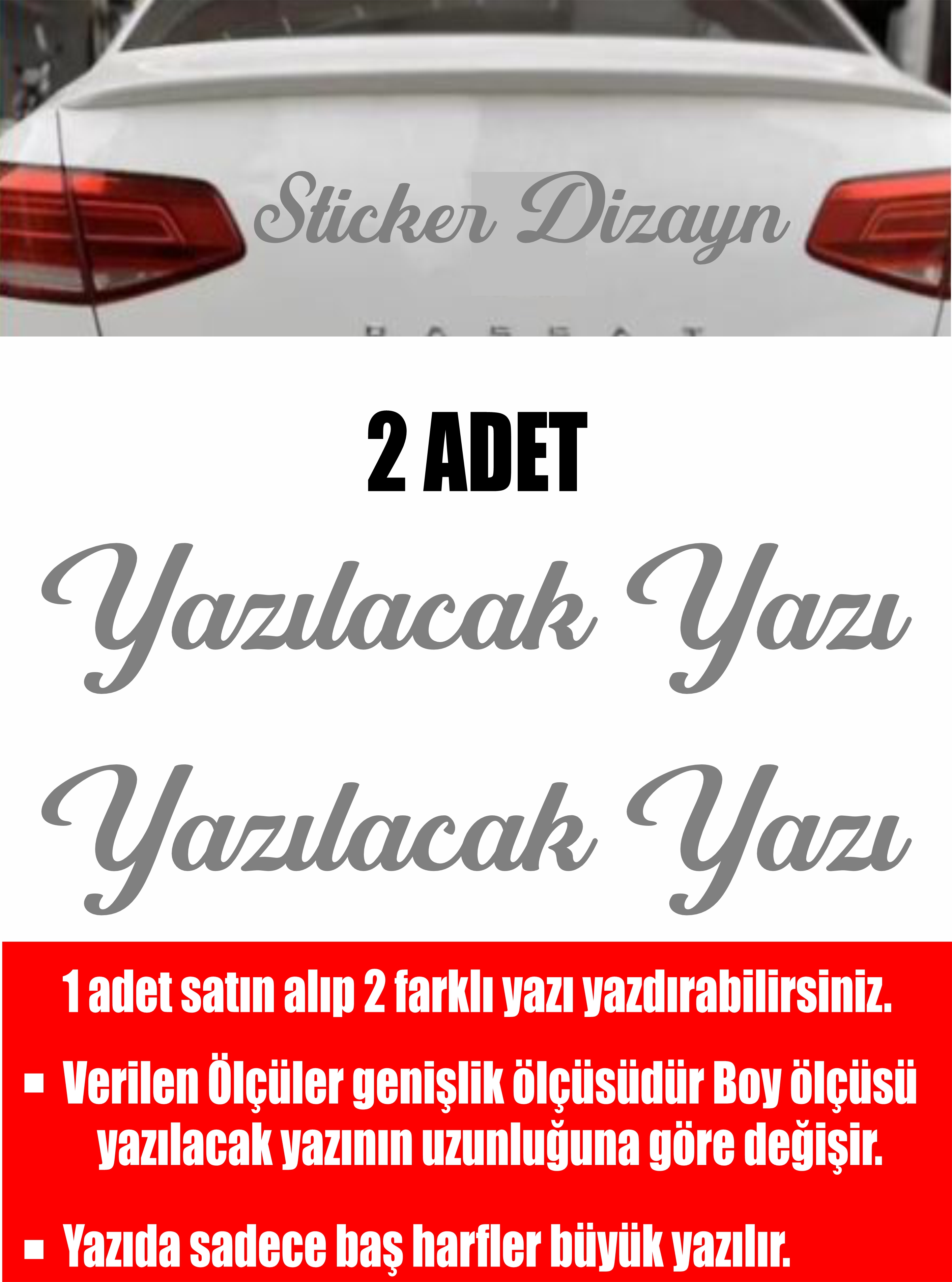 Ki̇şi̇ye Özel Yazı - 2 Adet Isi̇m Soyi̇si̇m - Araba - Oto - Araç -Motosi̇klet - Karavan Sti̇cker Eti̇ket 00097 15 Cm 