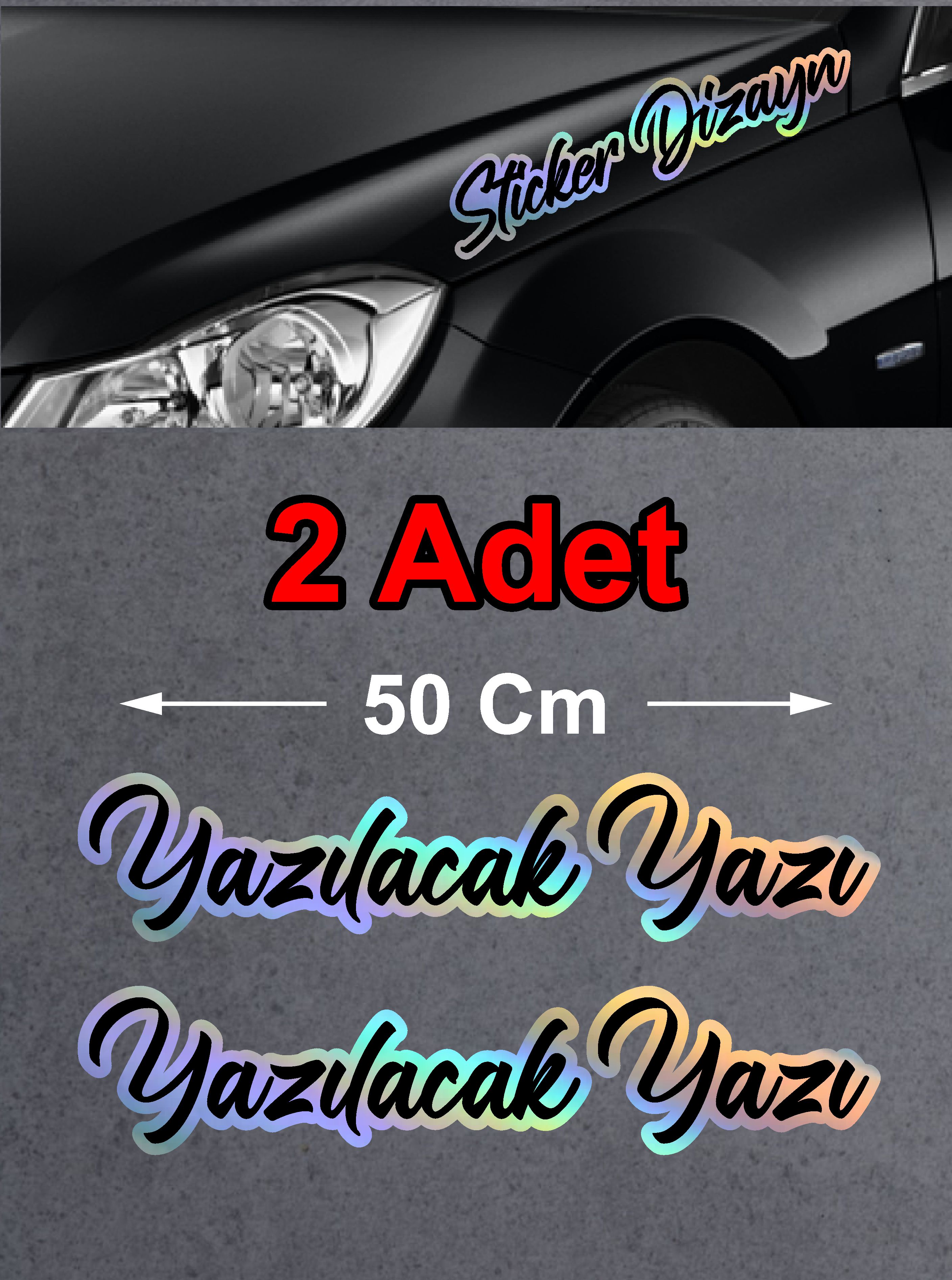 Hologramlı Janjanlı Ad Soyad Sti̇cker - Araba Oto Araç Motosi̇klet Karavan Cam Sti̇cker - 00309 12 Cm 