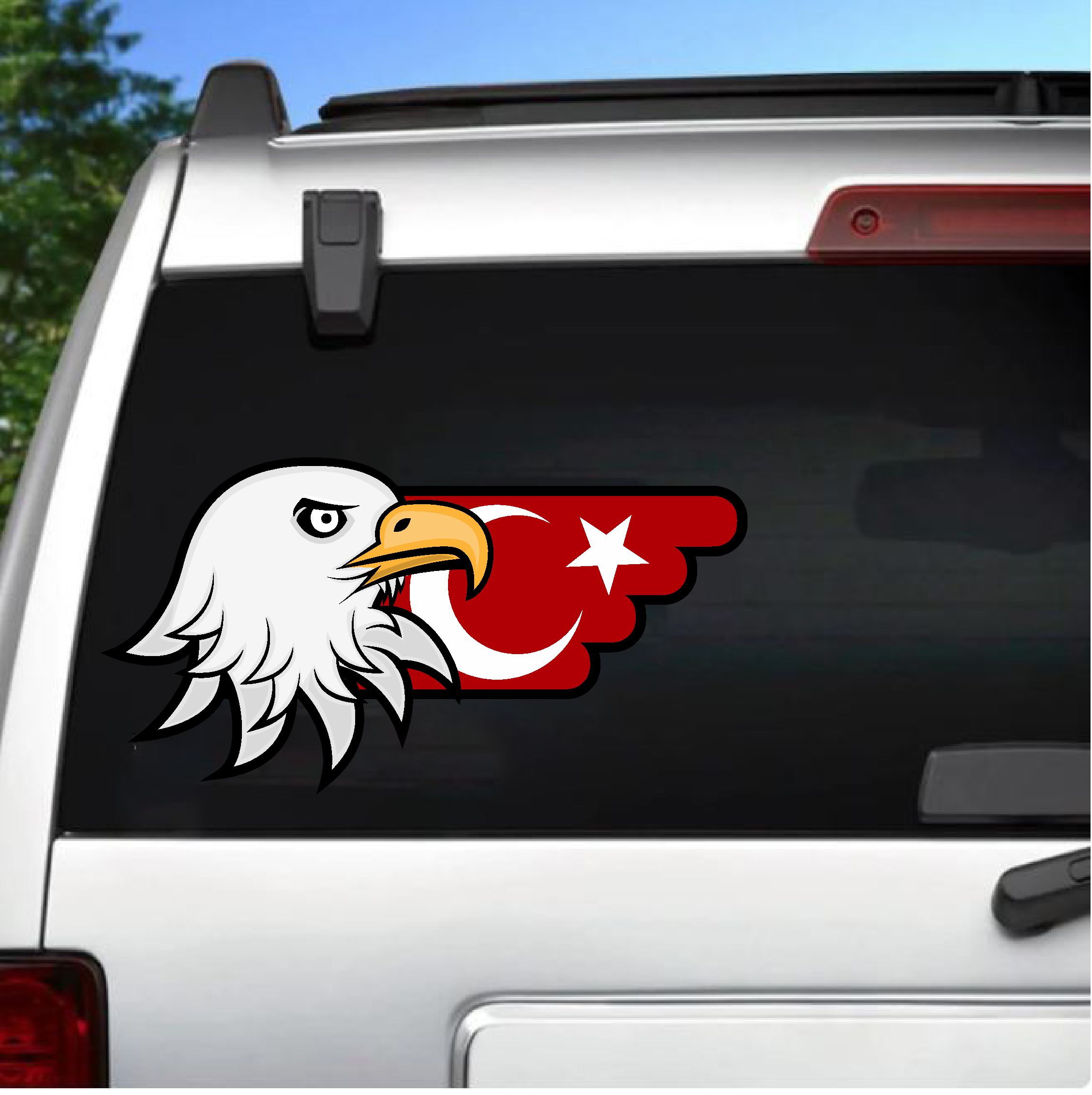 Kartal Ve Türk Bayrağı Sti̇cker - Ay Yıldız Eagle Sti̇cker - Araba Oto Motosi̇klet Karavan Sti̇cker 00727 10X5 Cm 