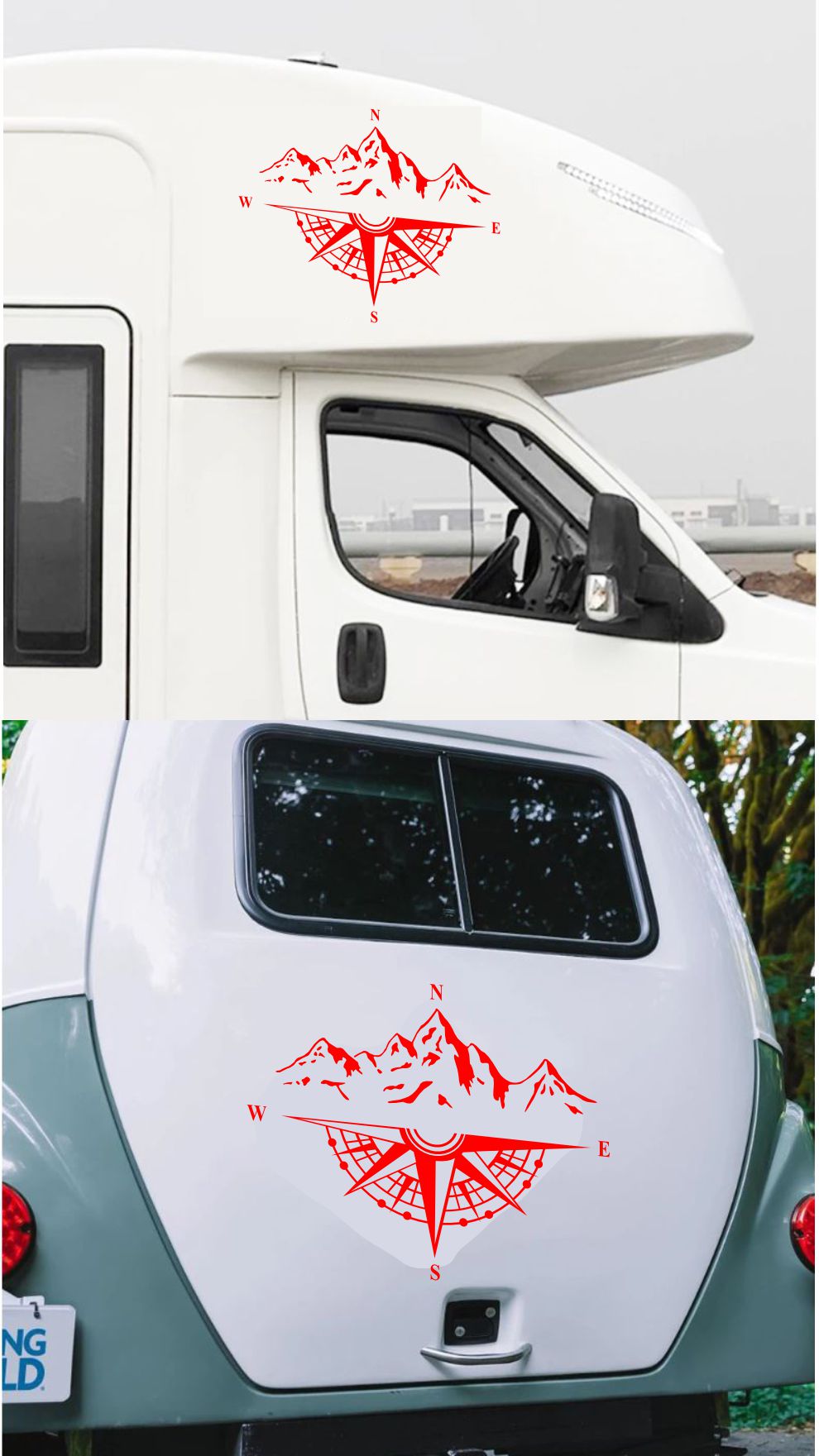 Pusula Ve Dağ Sti̇cker - Araba Oto Motosi̇klet Karavan Cam Sti̇cker - 00048 25X20 Cm 