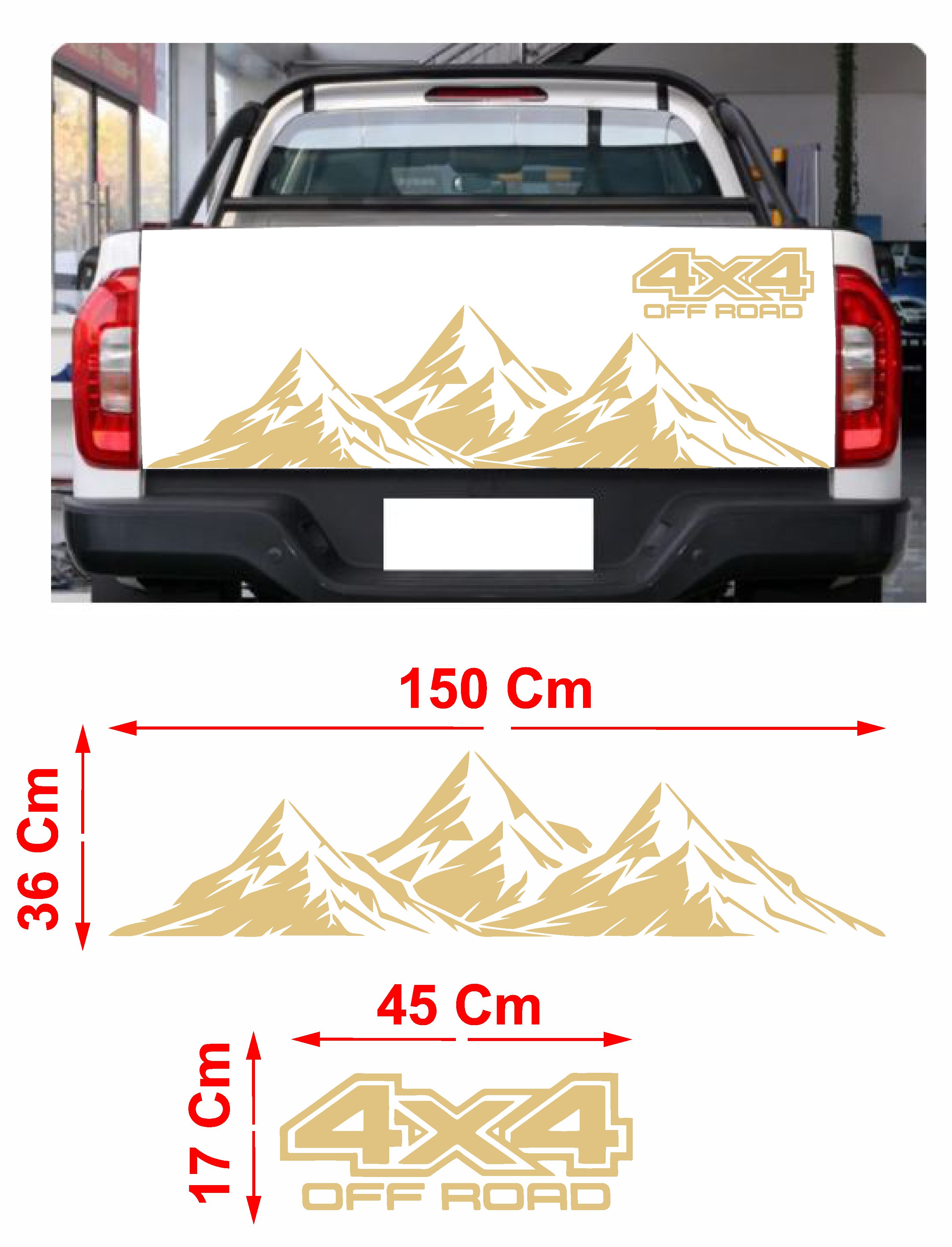 4X4 Ve Dağ Sticker - Off Road 4X4 Dağ Araba Oto Kamyonet Araba Cam Arka Bagaj Oto Sticker - 00124 150X36Cm 45X17Cm 