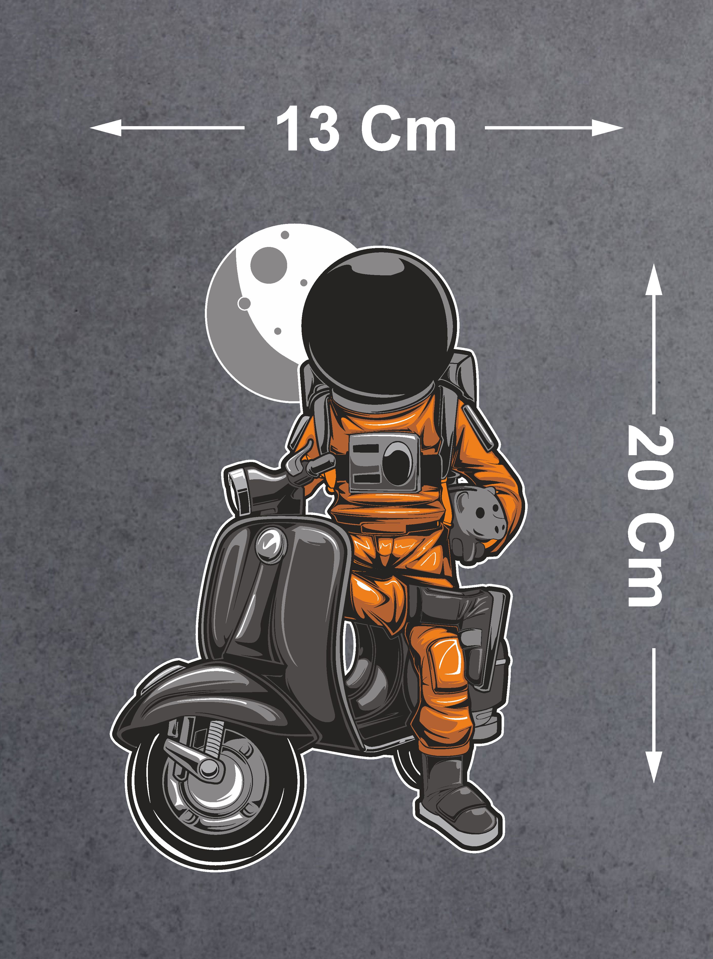 Astronot Uzay Sti̇cker - Araba Oto Motosi̇klet Cam Sti̇cker - 00056 12X8 Cm 