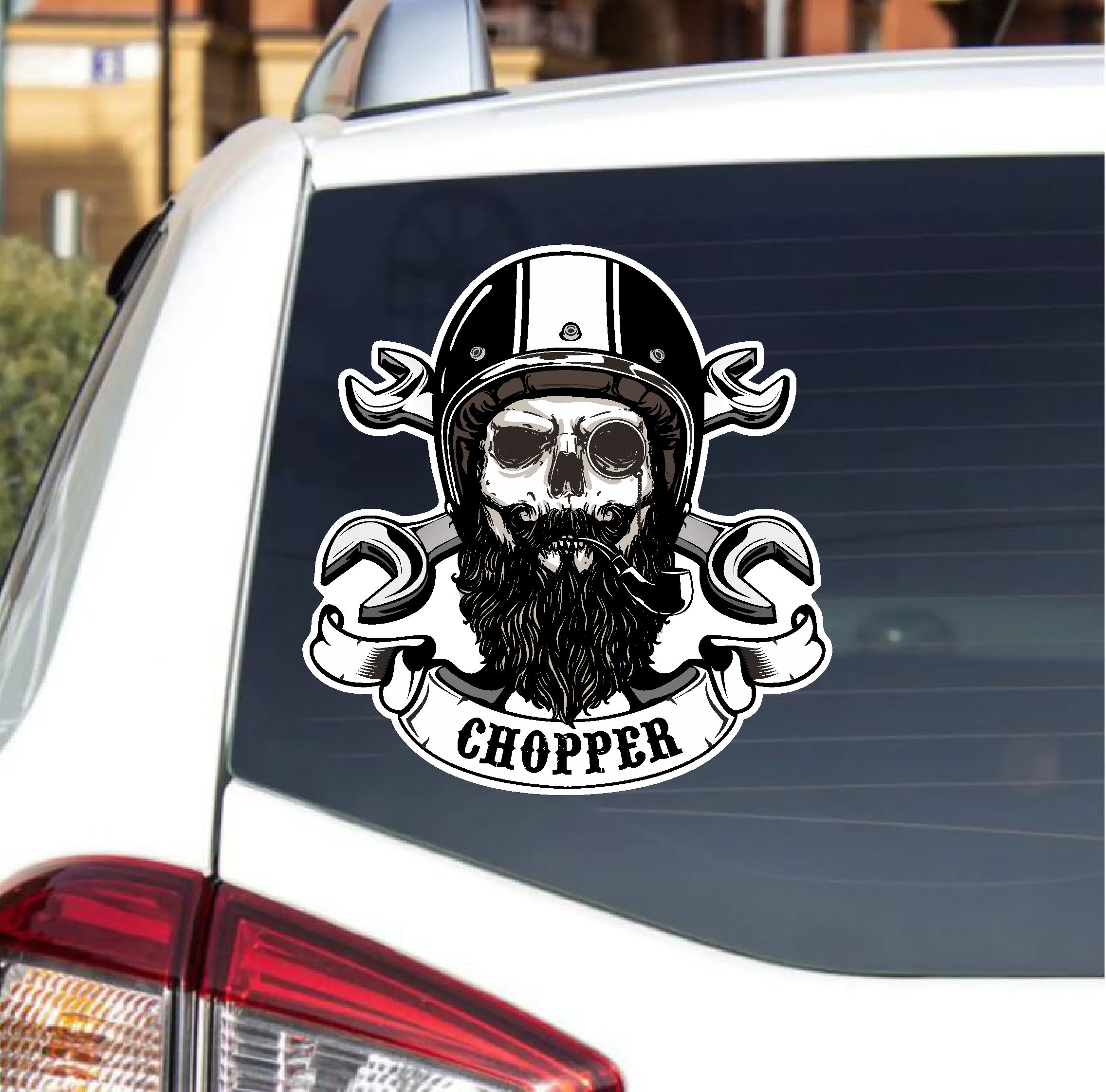 Chopper Kurukafa Sti̇cker - Motosi̇klet Araba Oto Motor Cam Sti̇cker - 00072 10X9 Cm 