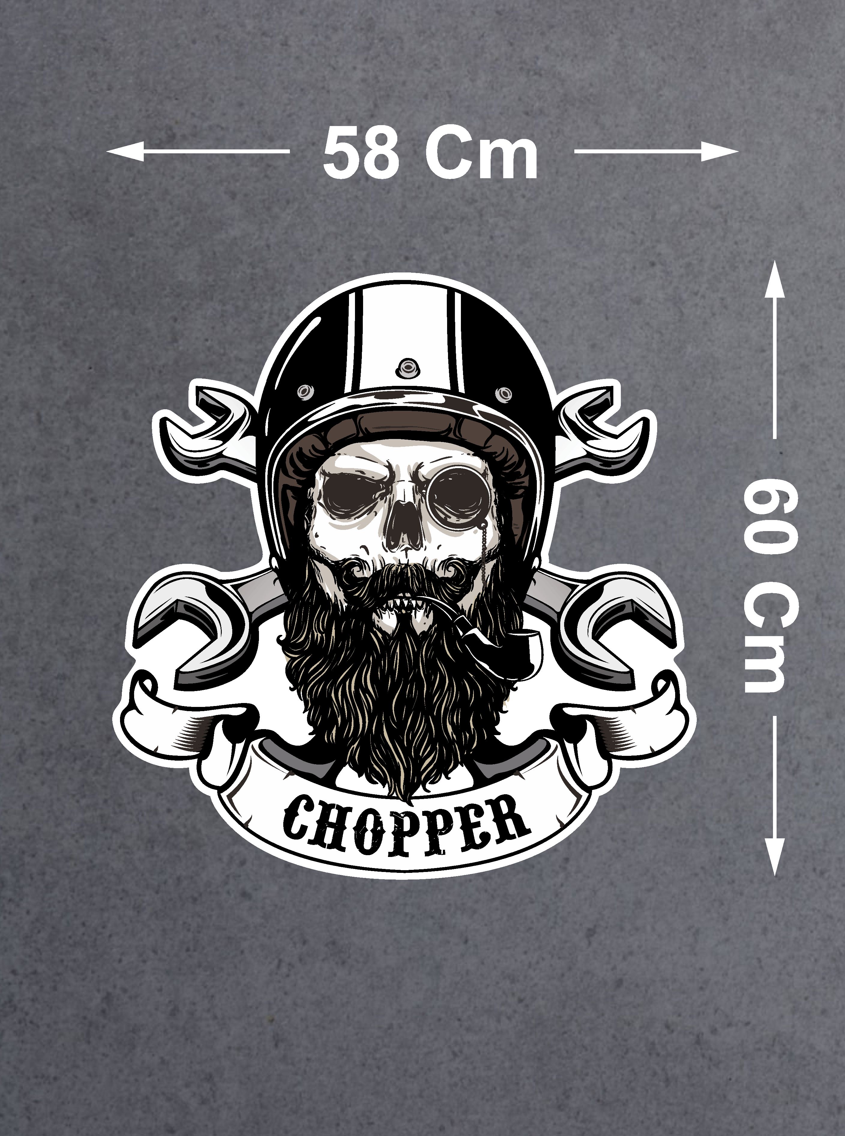 Chopper Kurukafa Sti̇cker - Motosi̇klet Araba Oto Motor Cam Sti̇cker - 00072 10X9 Cm 