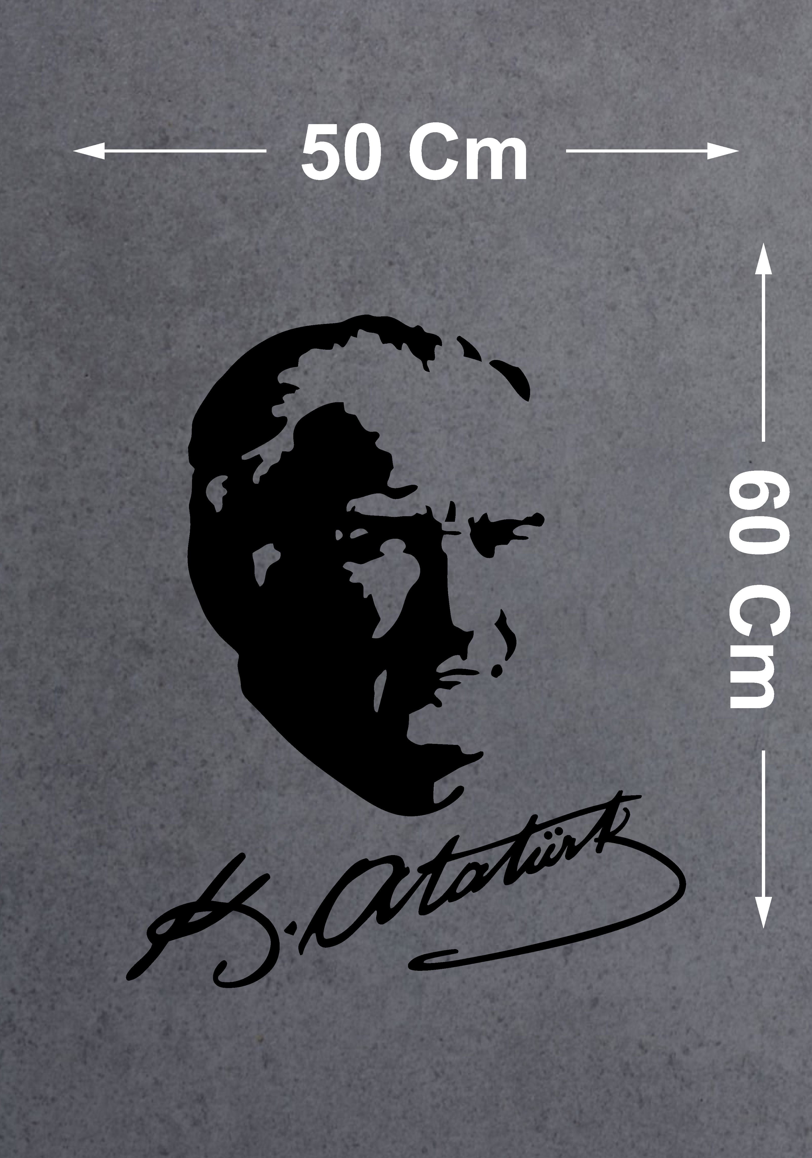 Sti̇cker Di̇zayn Atatürk Si̇lüeti̇ Ve İmza Sti̇cker - Mustafa Kemal Atatürk Başbuğ İmza Sti̇cker - Araba Oto Motosi̇klet Karavan Cam Sti̇cker - 00391 12X10 Cm 