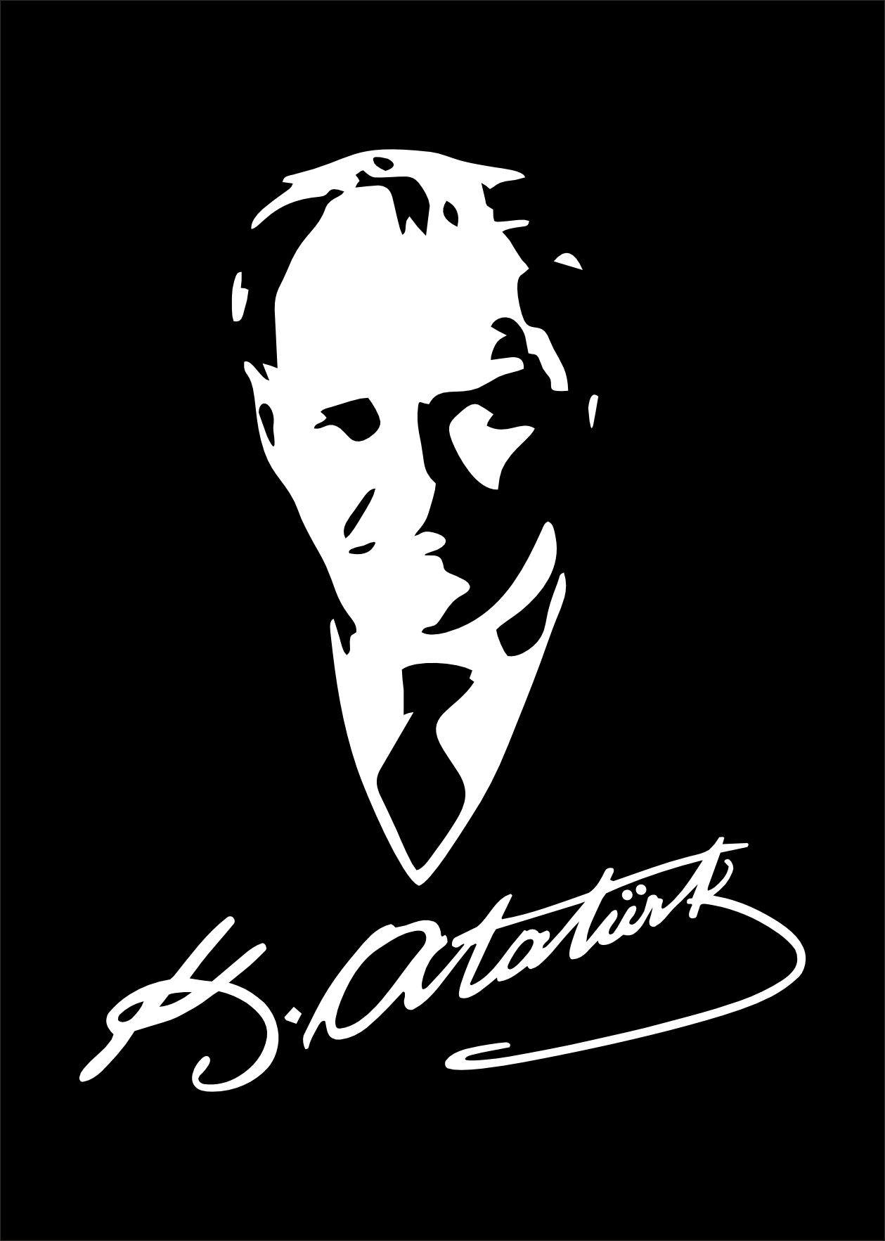 Atatürk İmza Ve Si̇lüet Sti̇cker - Gazi̇ Mustafa Kemal - Atatürk - Araba Oto Motosi̇klet Araç Karavan Sti̇cker 00565 15X11 Cm 