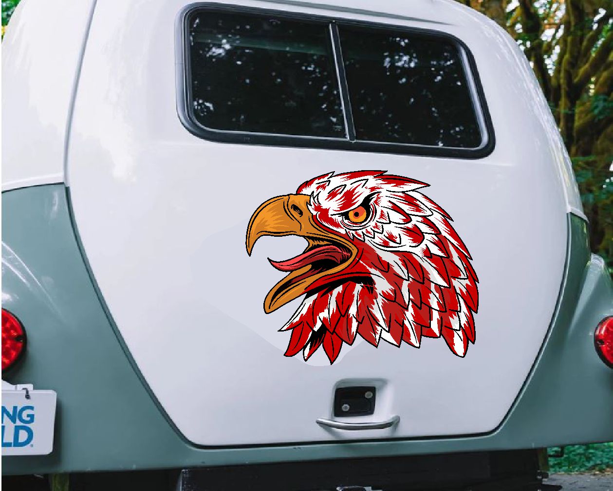 Kırmızı Beyaz Kartal Sti̇cker, Eagle,Araba Oto Motosi̇klet Karavan Sti̇cker 00945 10X8 Cm 