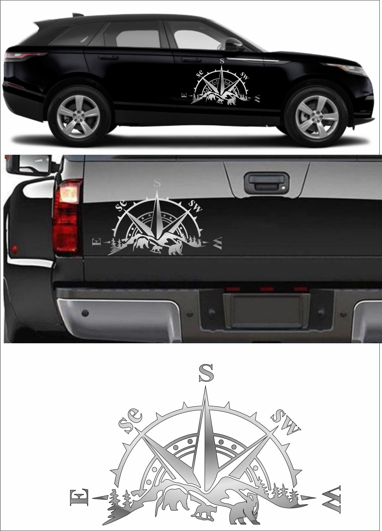 Pusula, Off Road 4X4, Kamp, Adventure Doğa Sti̇cker, Karavan Pi̇ckup Arazi̇ Suv Sti̇cker 02514 30X18 Cm 