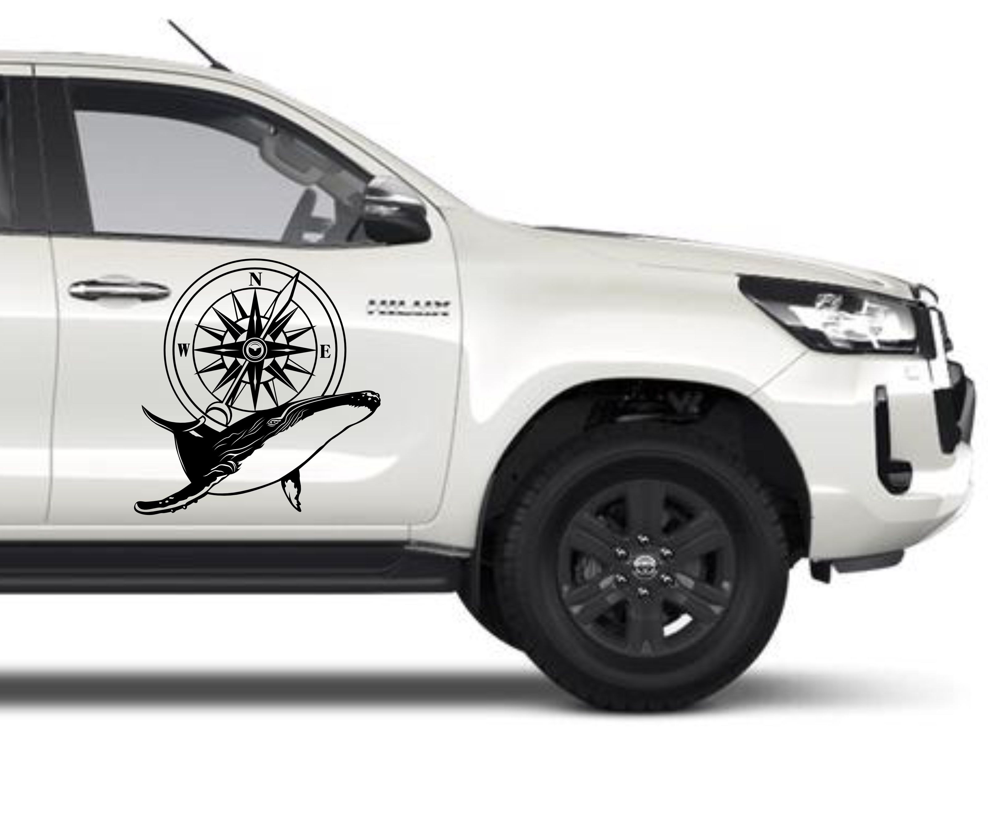 Bali̇na Ve Pusula Sti̇cker - Araba Oto Motosi̇klet Karavan Cam Sti̇cker - 00082 30 Cm 