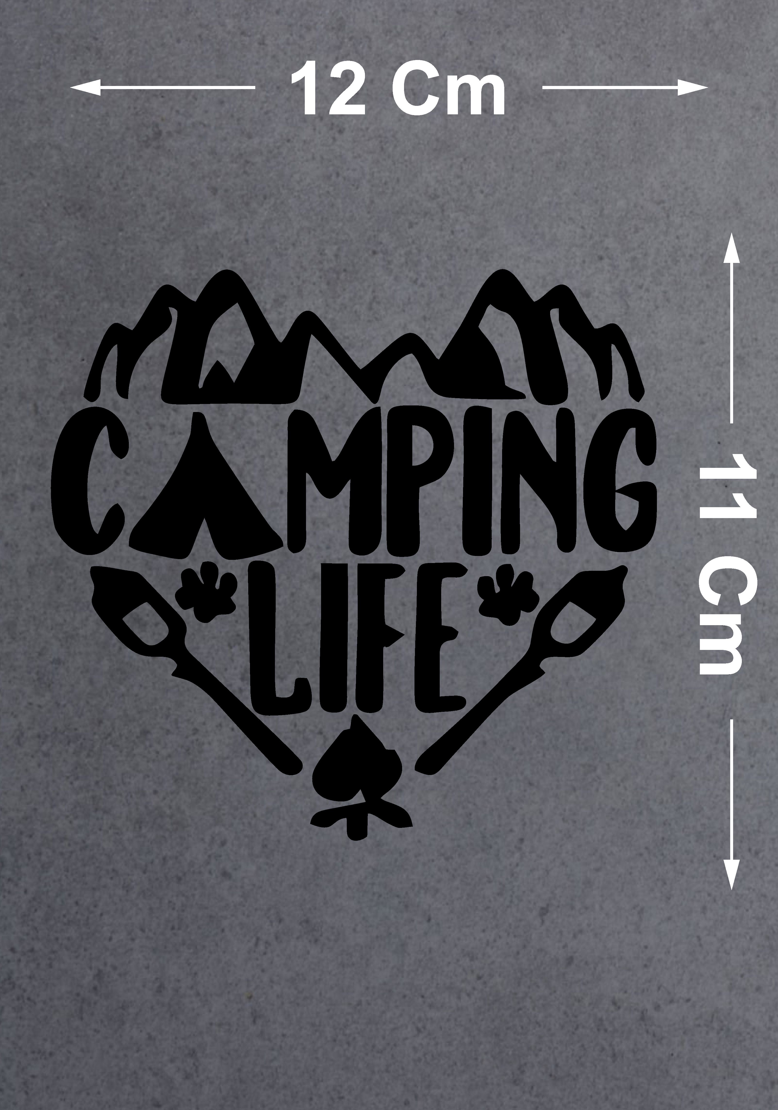 Kamp Sticker - Camping Life Camp Sticker - Araba Oto Motosiklet Karavan Cam Sticker - 00129 12X11 Cm 