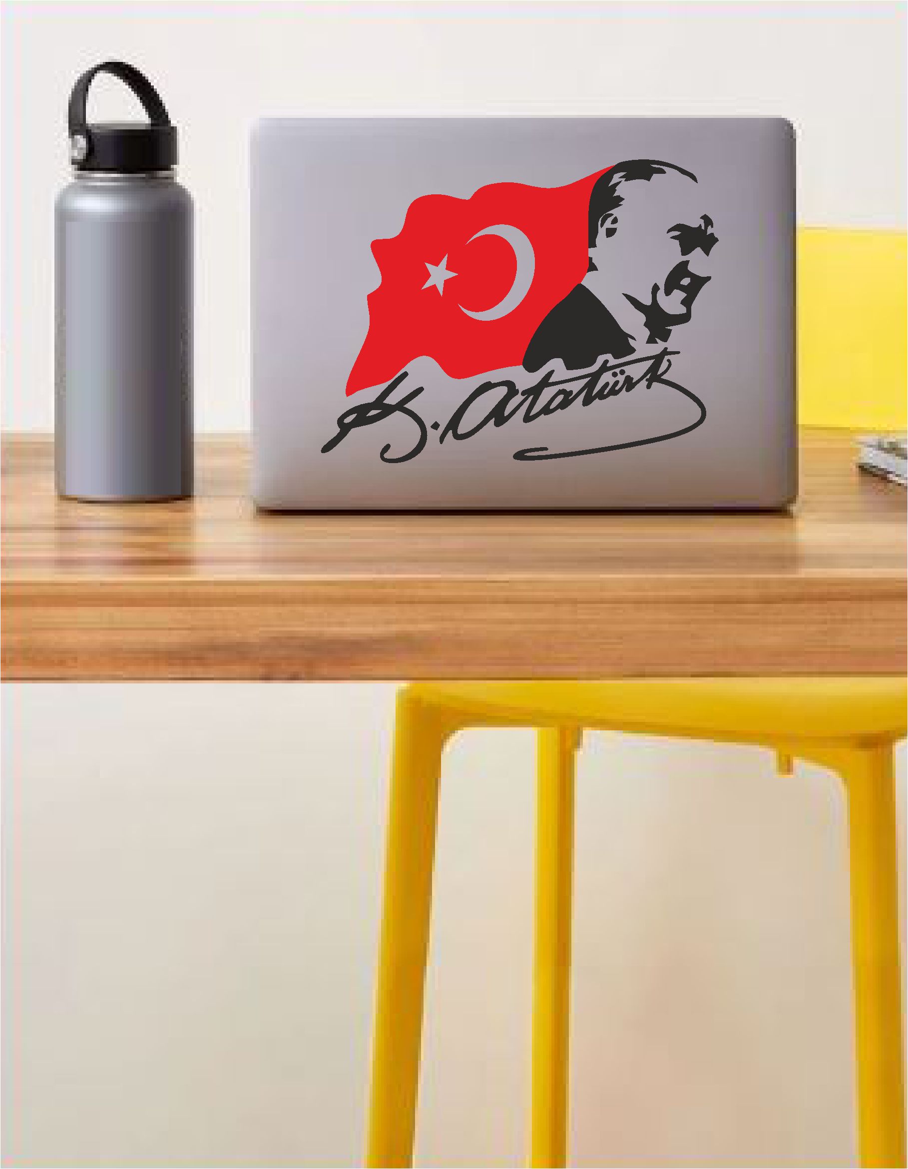 Mustafa Kemal Atatürk Sti̇cker - Türk Bayrağı Sti̇cker - Atatürk İmza Sti̇cker -Gazi̇ Başbuğ Atatürk Si̇lüet Ve Türk Bayrağı Sti̇cker 02511 12X9 Cm 