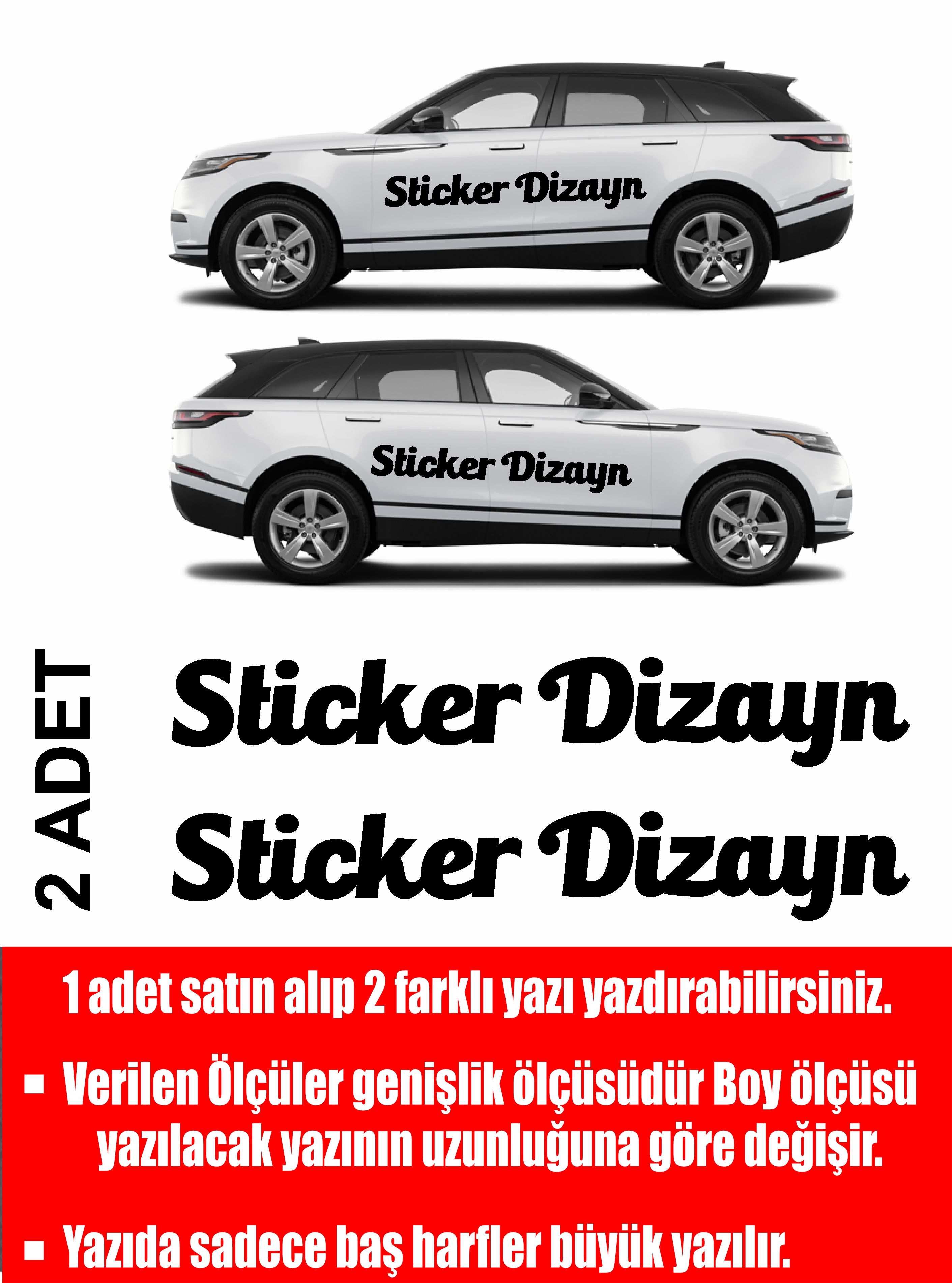 Ki̇şi̇ye Özel Yazı - 2 Adet Isi̇m Soyi̇si̇m Yazı - Araba - Oto - Araç -Motosi̇klet - Karavan Sti̇cker Eti̇ket 00096 60 Cm 