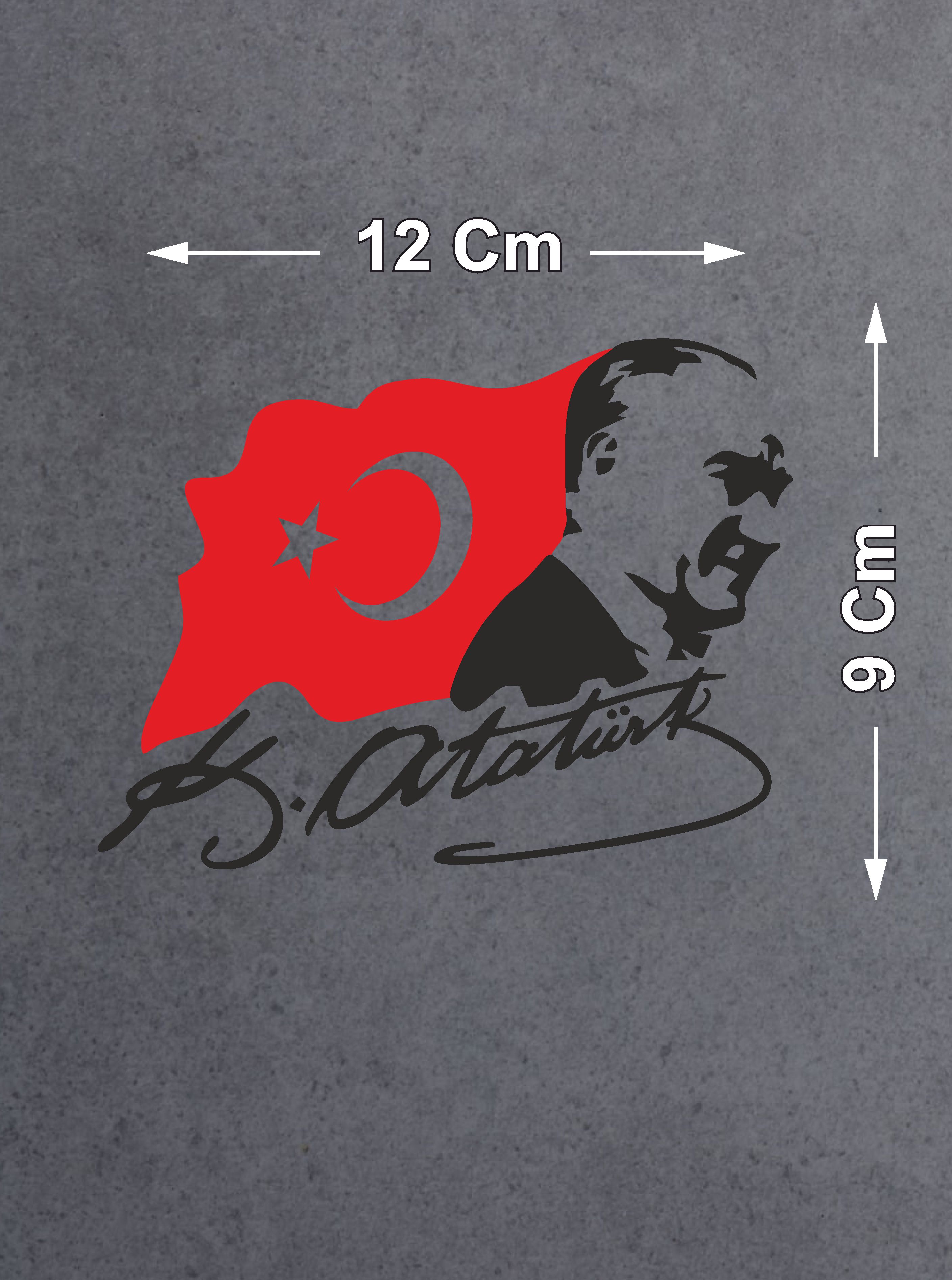 Mustafa Kemal Atatürk Sti̇cker - Türk Bayrağı Sti̇cker - Atatürk İmza Sti̇cker -Gazi̇ Başbuğ Atatürk Si̇lüet Ve Türk Bayrağı Sti̇cker 02511 12X9 Cm 