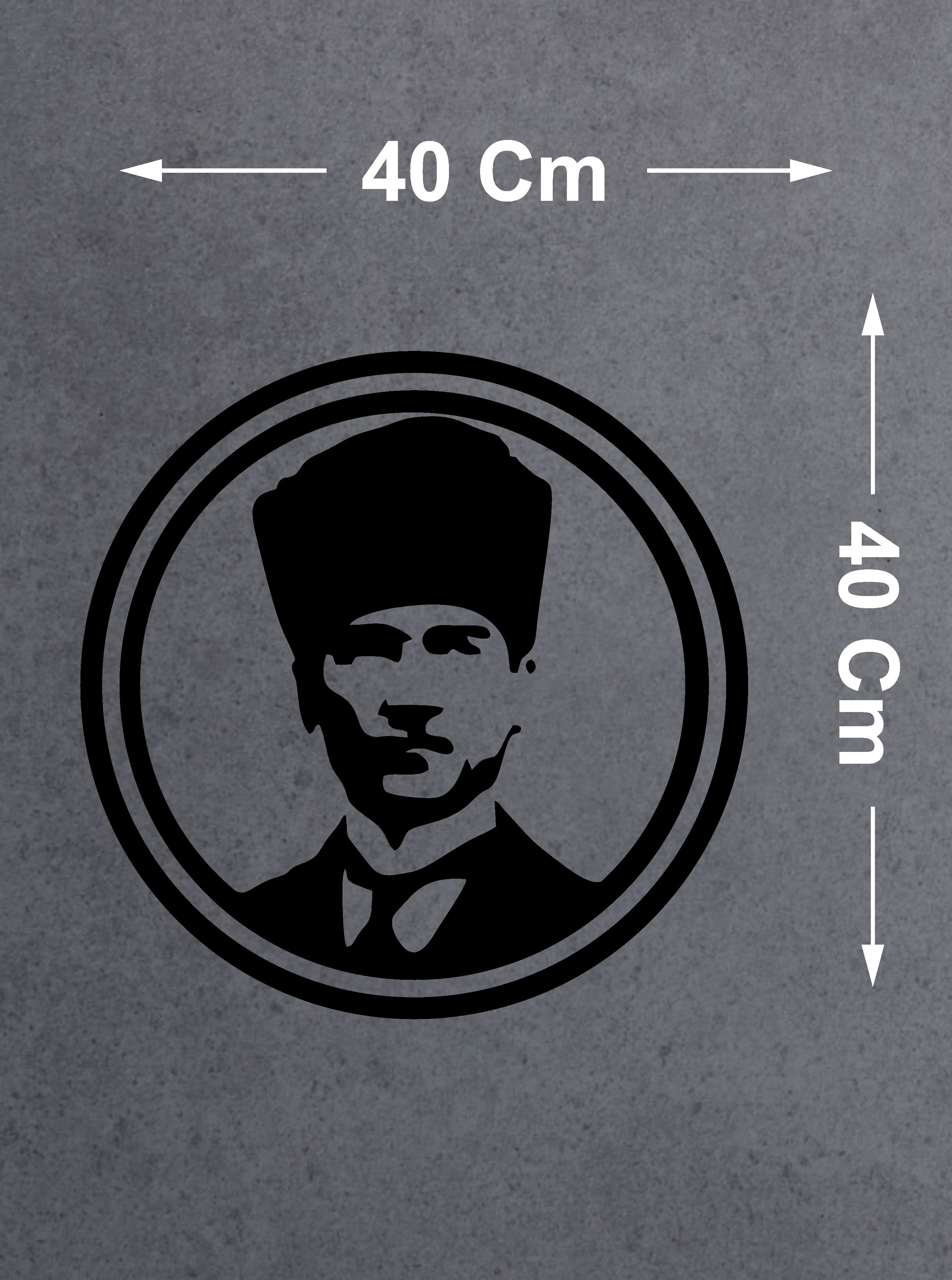Atatürk Silüet Sticker - Araba Oto Motosiklet Karavan Cam Sticker - 00069 40X40 Cm 