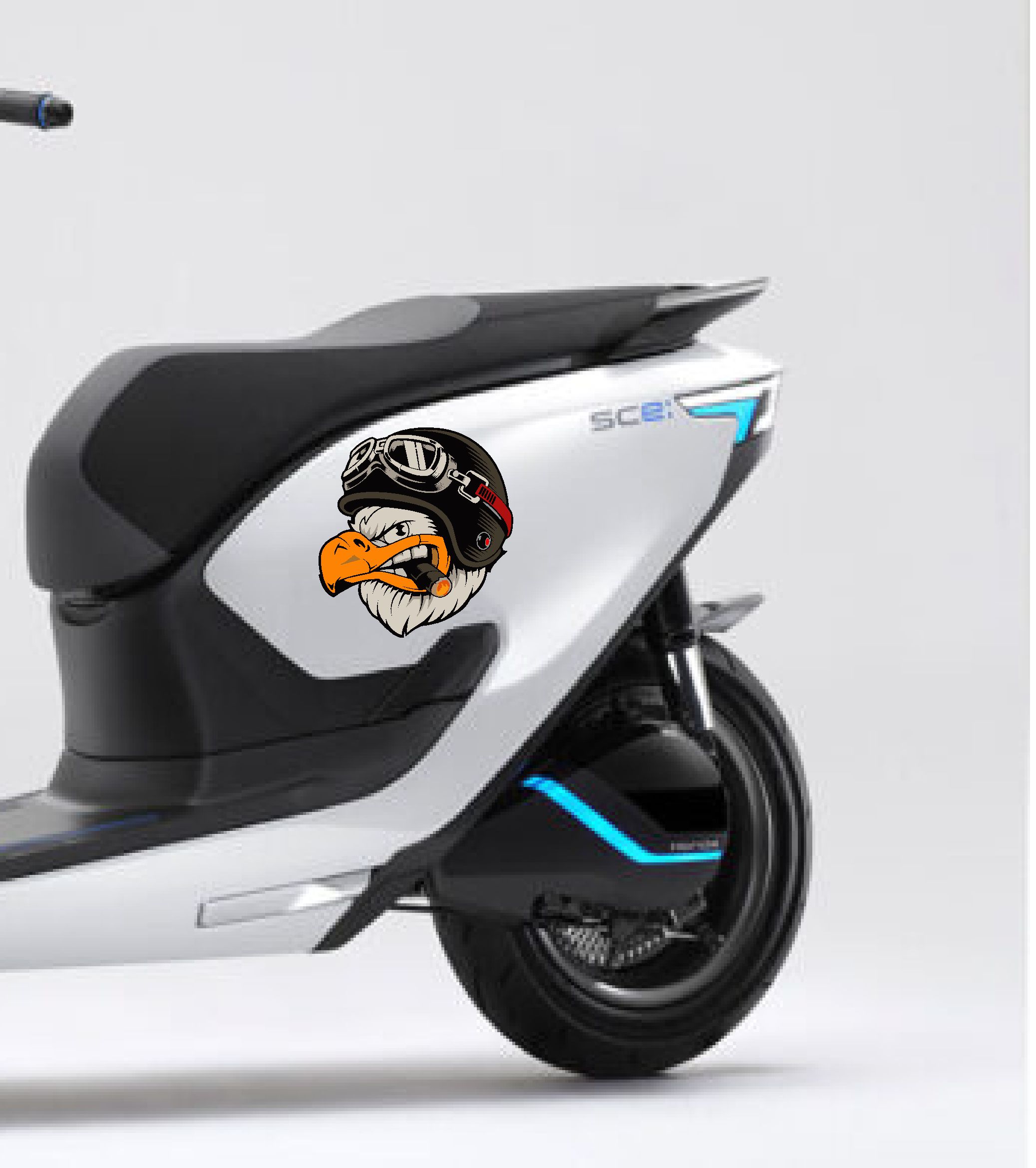 Kartal Pi̇lot Sti̇cker - Motorcu Chopper Sti̇cker - Kask Araba Oto Motosi̇klet Karavan Cam Sti̇cker 00088 10X9 Cm 