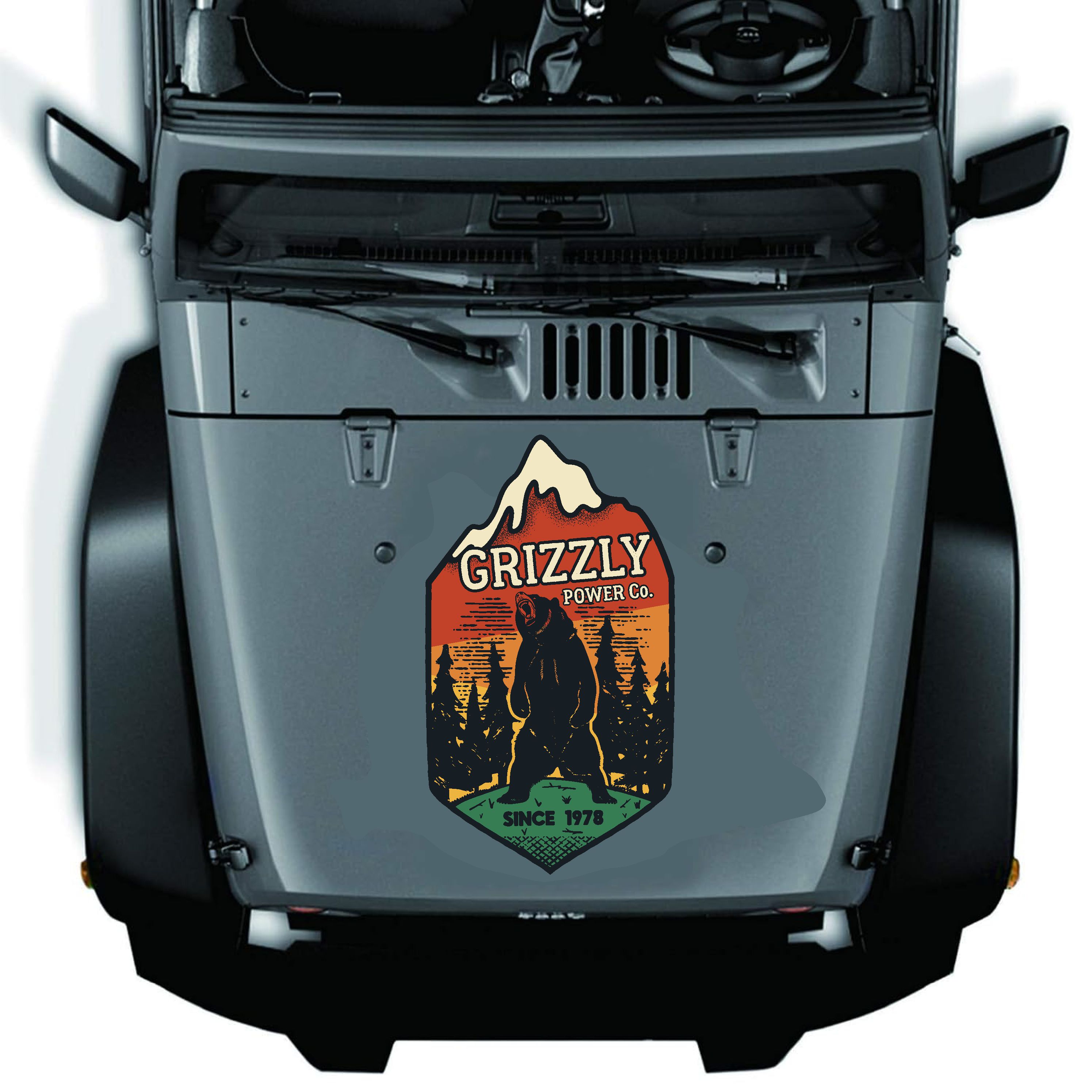 Gri̇zzly Ayı Avcı Sti̇cker - Doğa Kamp 4X4 Off Road Adventure Sti̇cker - Araba Oto Karavan Motosi̇klet Cam Sti̇cker - 02111 10X6 Cm 