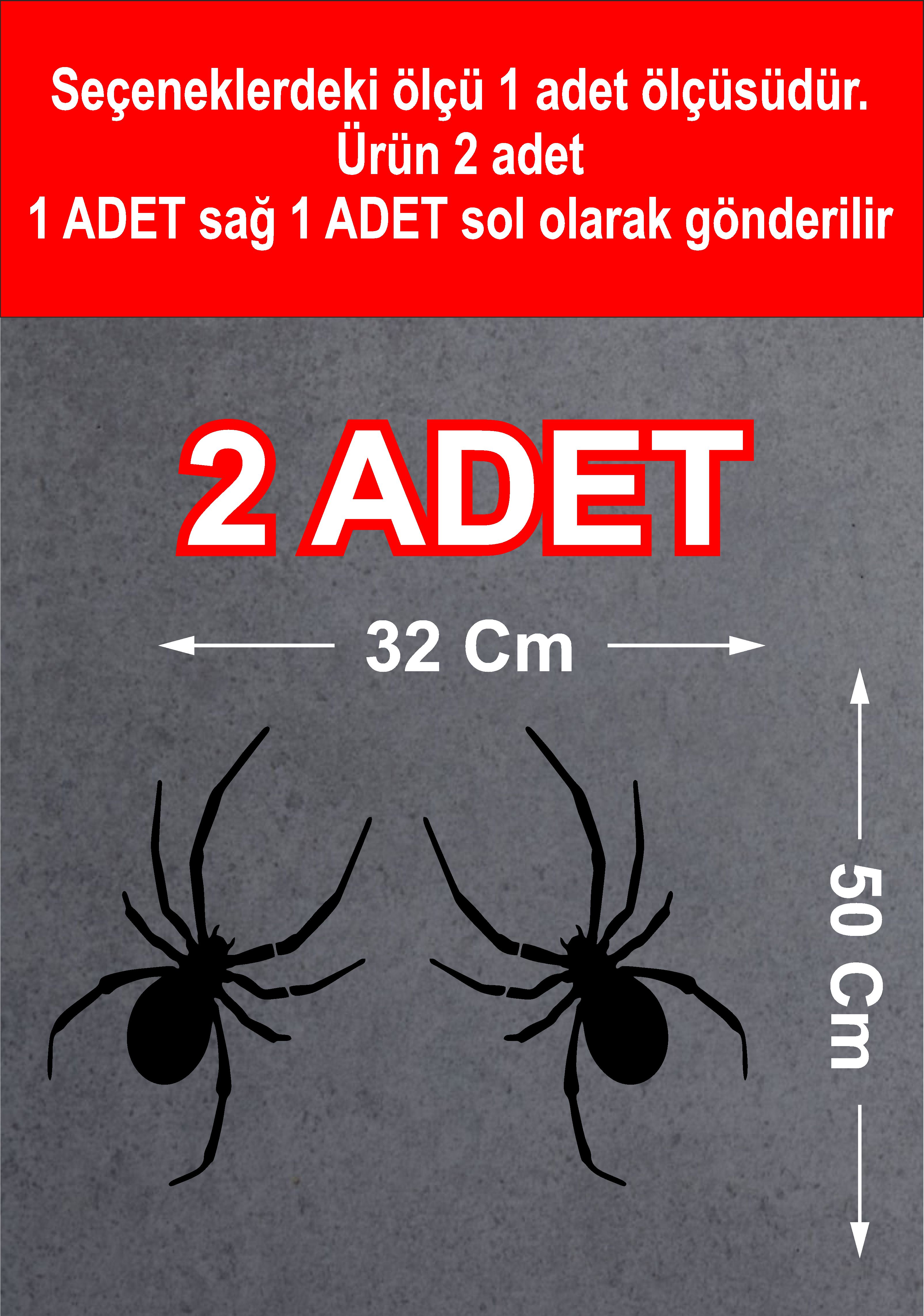 Örümcek Sti̇cker - 2 Adet - Araba Oto Motosi̇klet Cam Karavan Sti̇cker - 00102 8X5 Cm 
