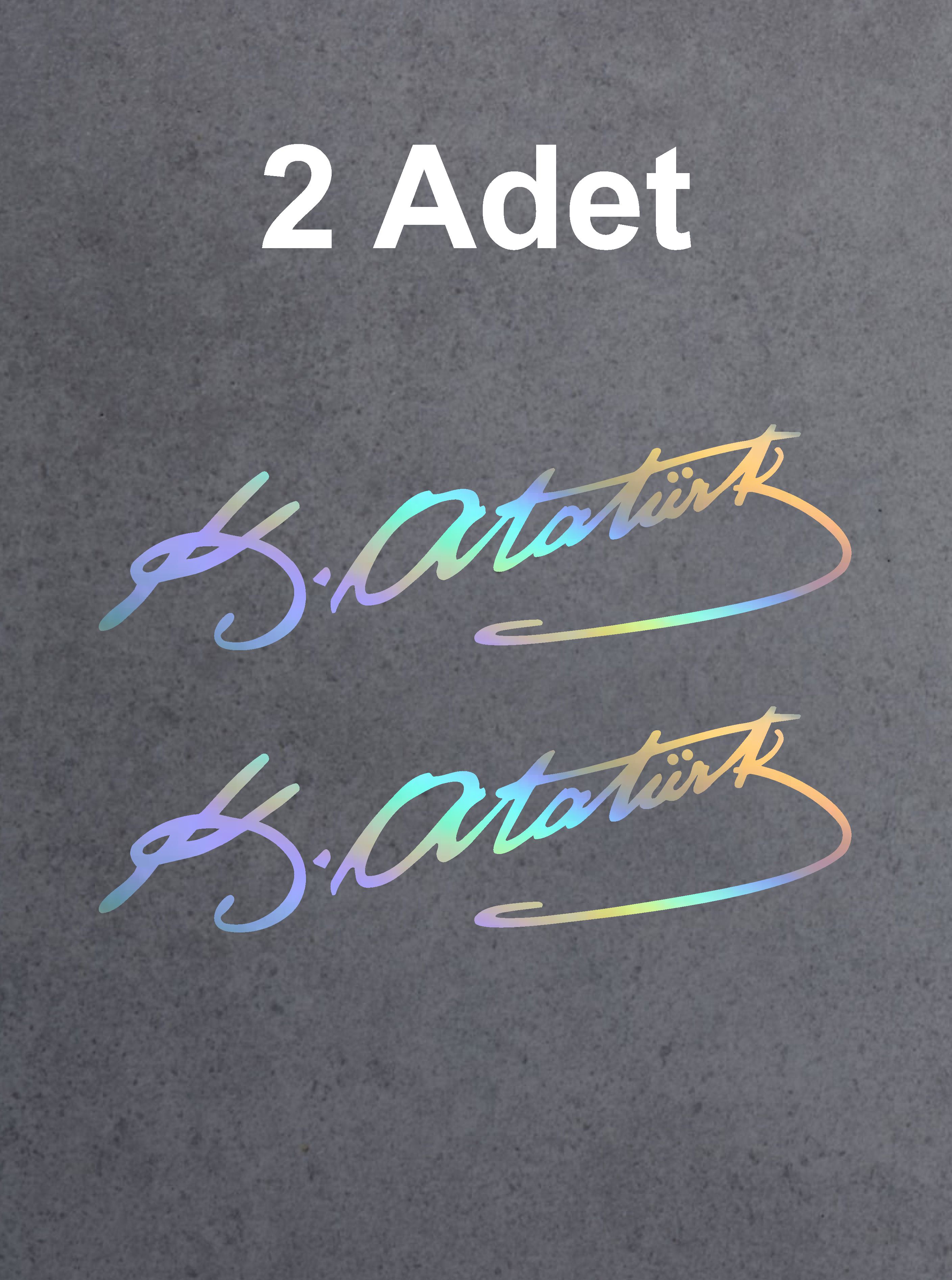 Atatürk Imza Sti̇cker - 2 Adet Mustafa Kemal Atatürk Imza Araba Oto Motosi̇klet Karavan Sti̇cker 00016 50X15 Cm 
