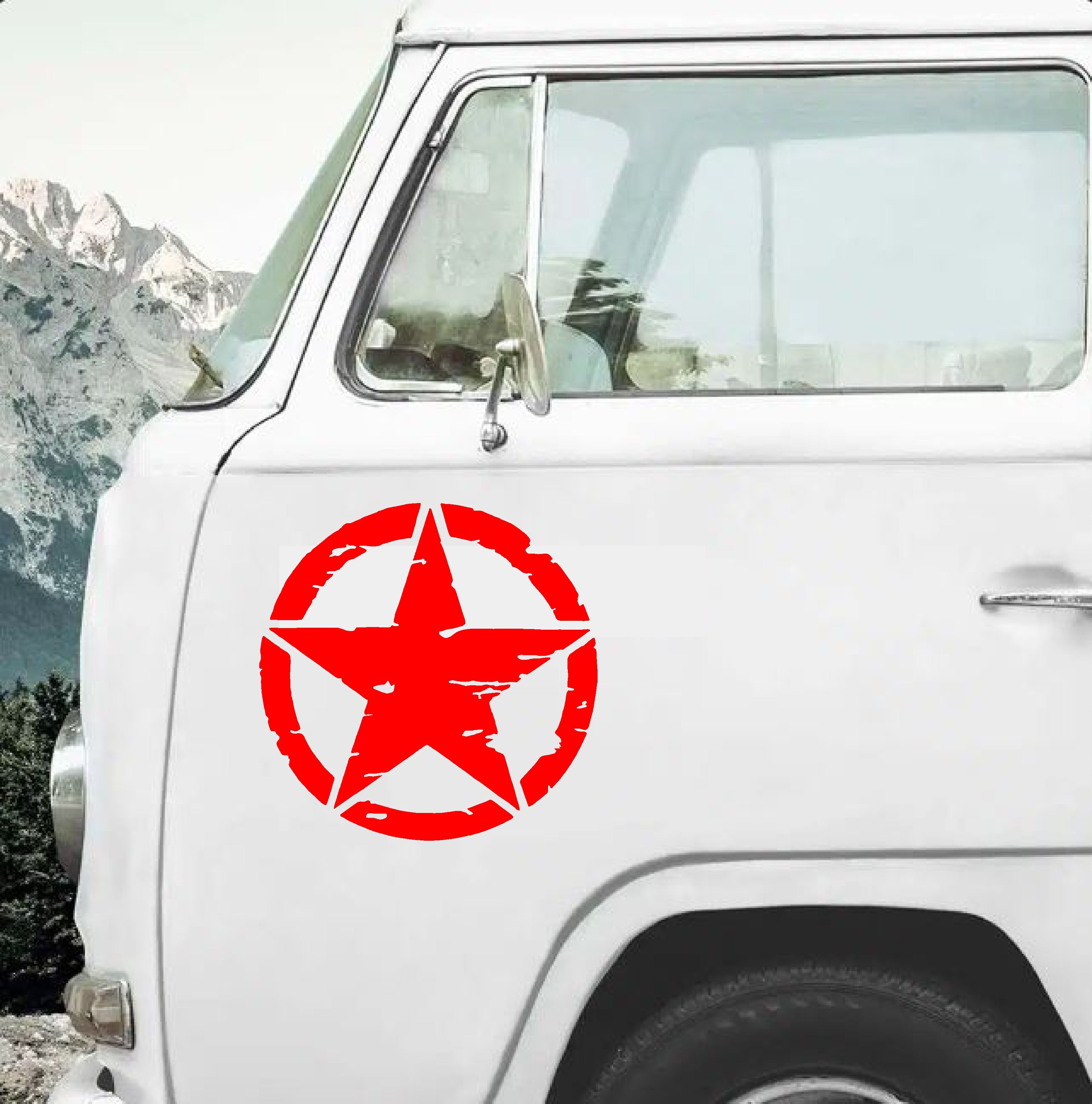 Askeri̇ Yıldız Army Star Sti̇cker - Off Road Pi̇ckup Kamp 4X4 Sti̇cker - Araba Oto Motosi̇klet Karavan Sti̇cker 00677 10X10 Cm 