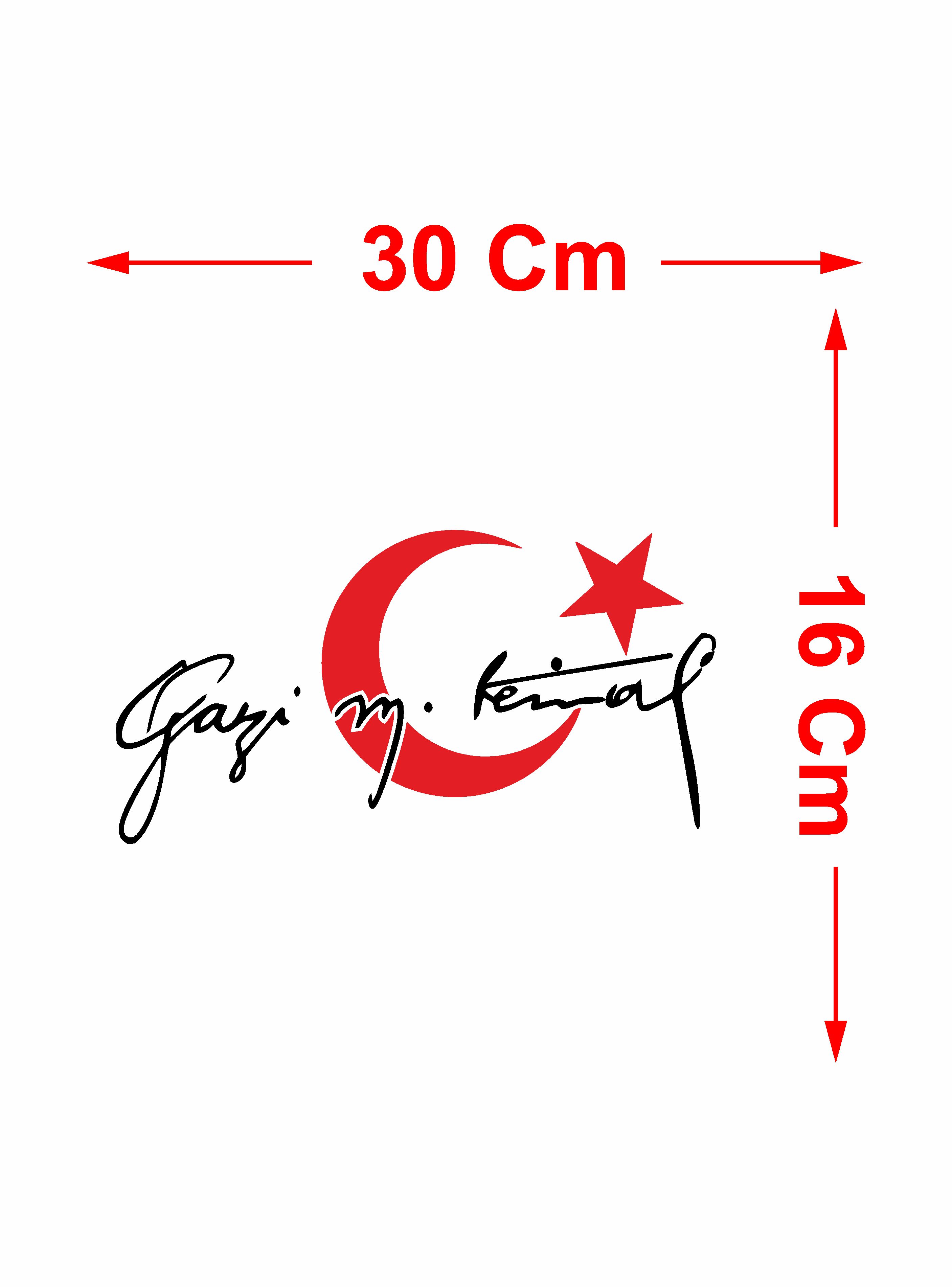 Türk Bayrağı Atatürk Mustafa Kemal Gazi̇ Mustafa Kemal Atatürk İmza Araba Oto Motosi̇klet Karavan Sti̇cker 00006 50X26 Cm 