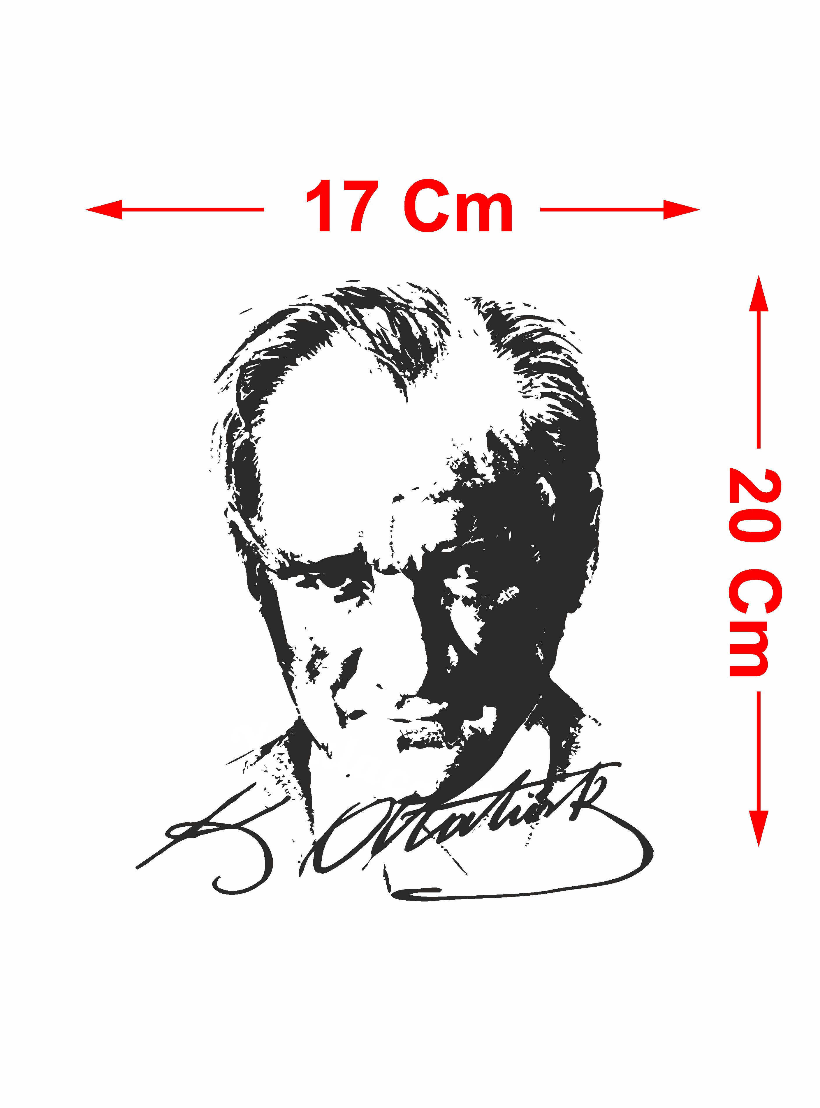 Atatürk - Mustafa Kemal Atatürk Sti̇cker - Araba - Oto - Motosi̇klet Sti̇cker 00017 50X43 Cm 