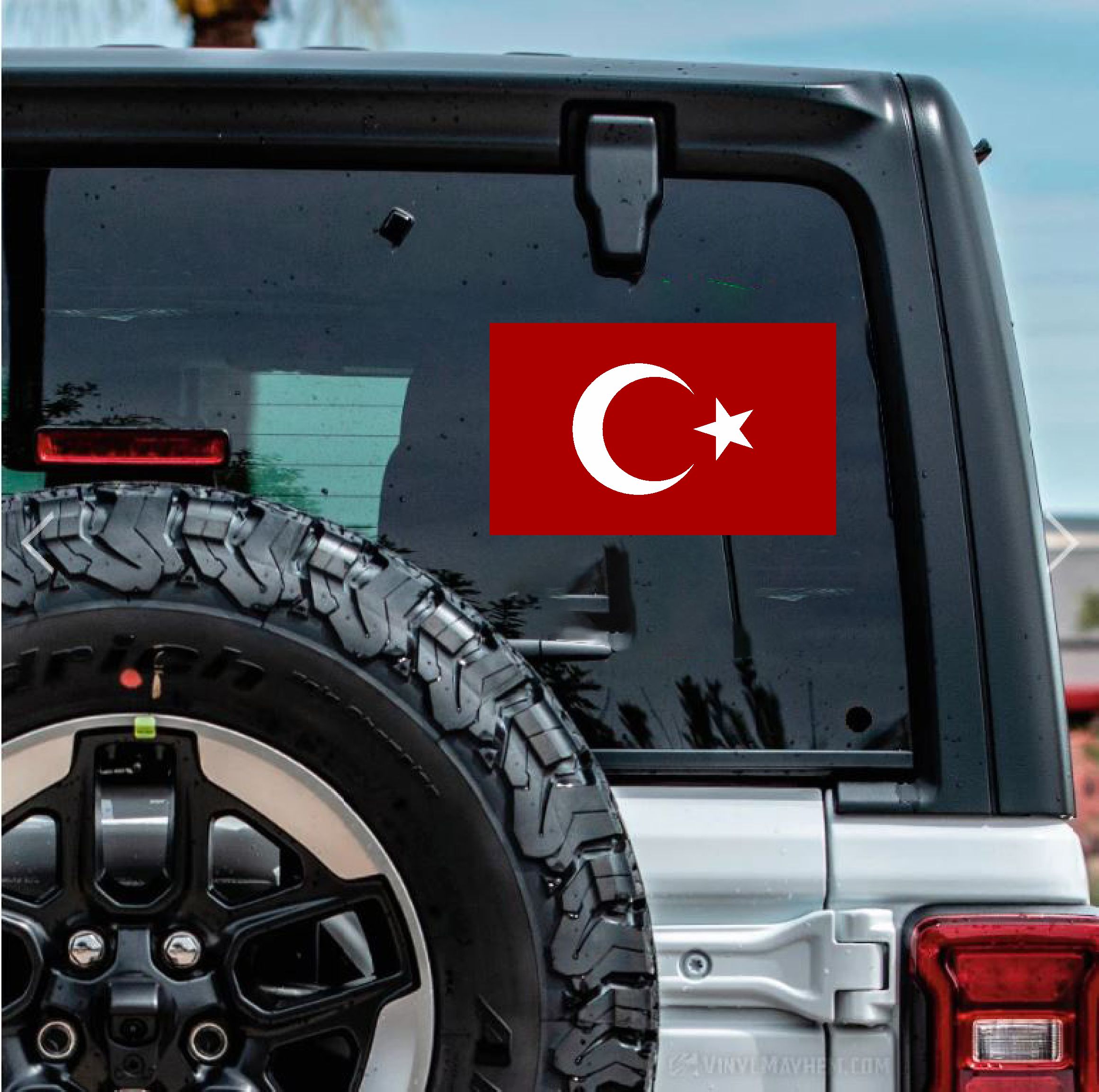Türk Bayrağı Sticker - 2 Adet Araba Oto Motosiklet Karavan Cam Sticker - 00068 30X18 Cm 