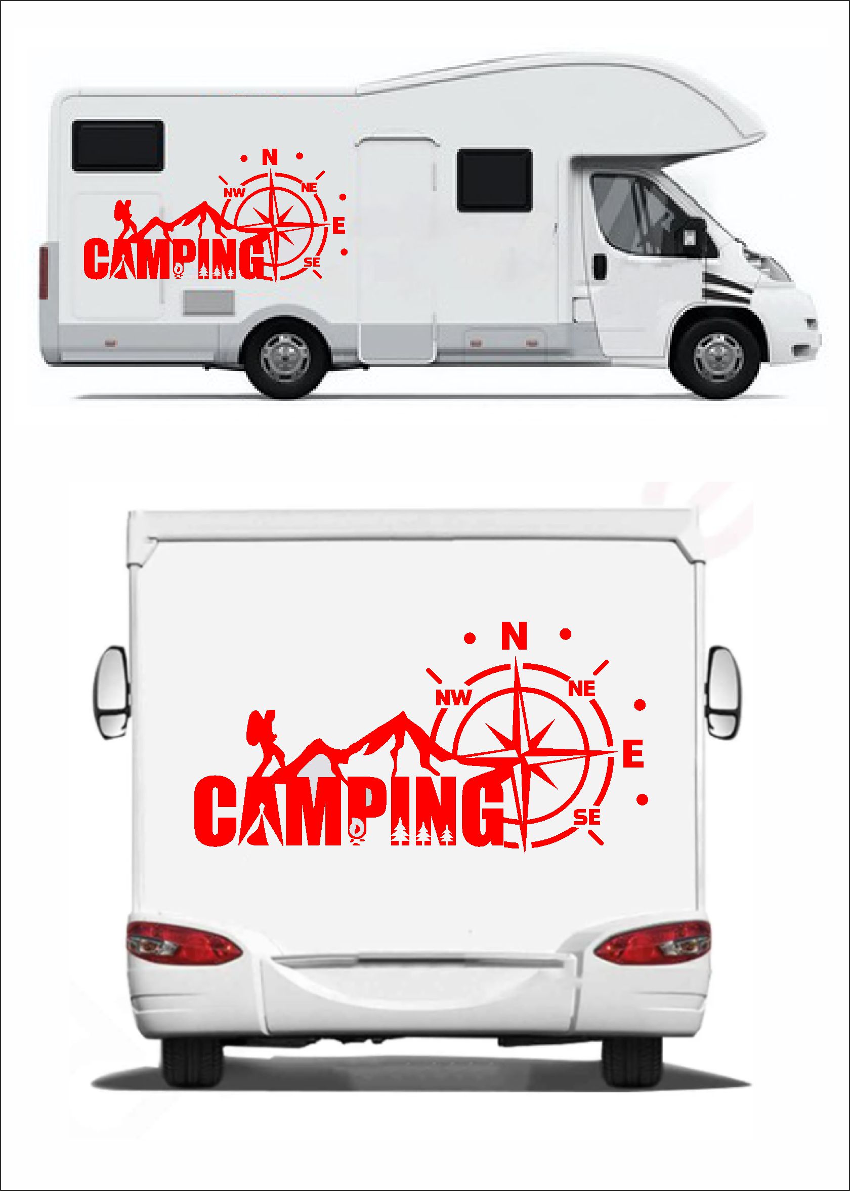 Kamp Ve Pusula Sti̇cker - Araba Oto Motosi̇klet Karavan Cam Sti̇cker - 00134 20X10 Cm 