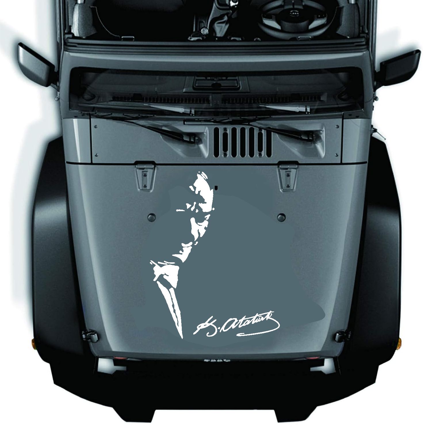 Atatürk Ve İmza Sti̇cker, Mustafa Kemal Atatürk Si̇lüet Ve İmza, Araba Oto Motosi̇klet Karavan Sti̇cker 00627 15X11 Cm 