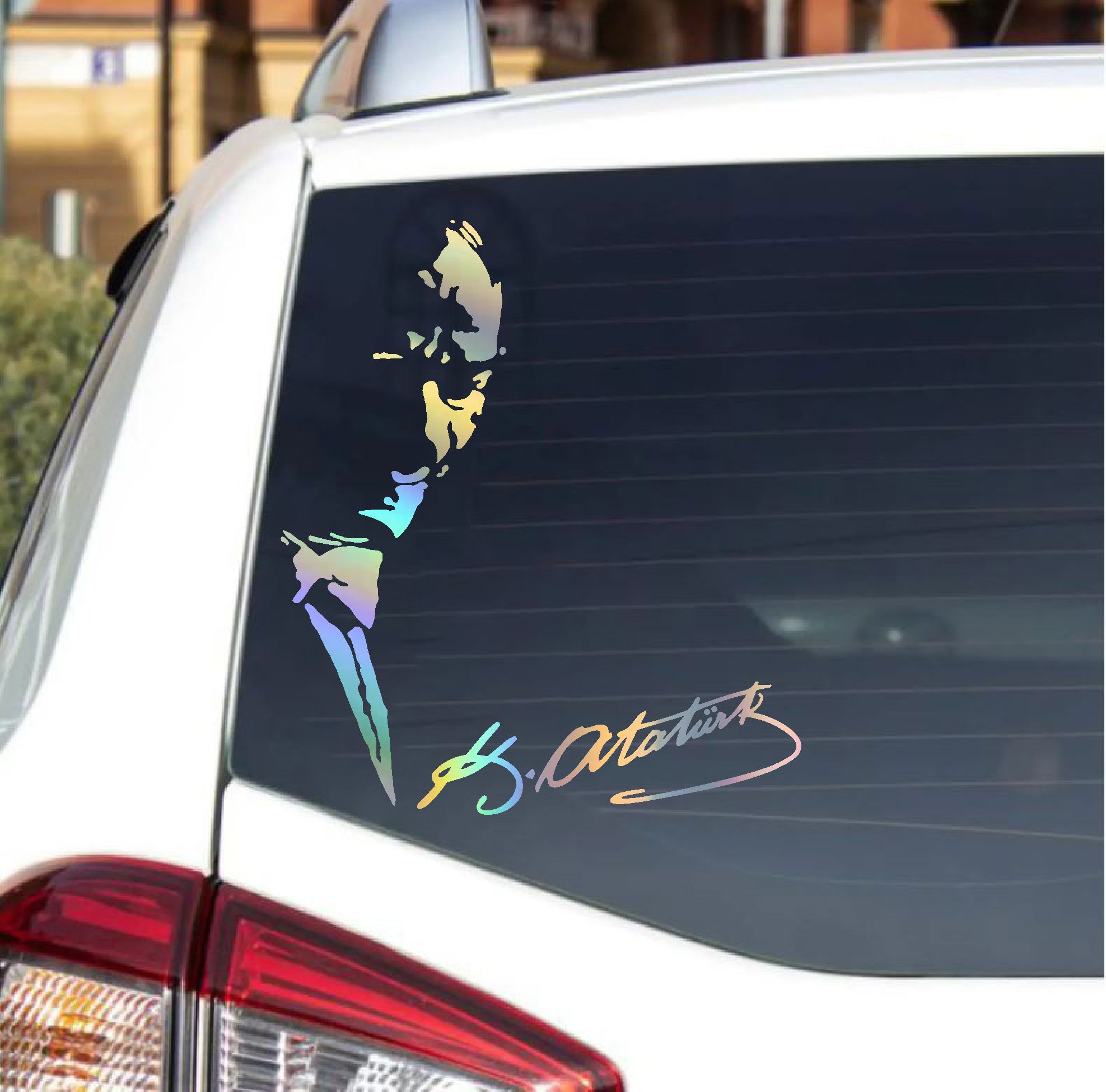 Hologramlı Janjanlı Atatürk Ve İmza Sticker - Araba Oto Motosiklet Sticker 02526 30X26 Cm 