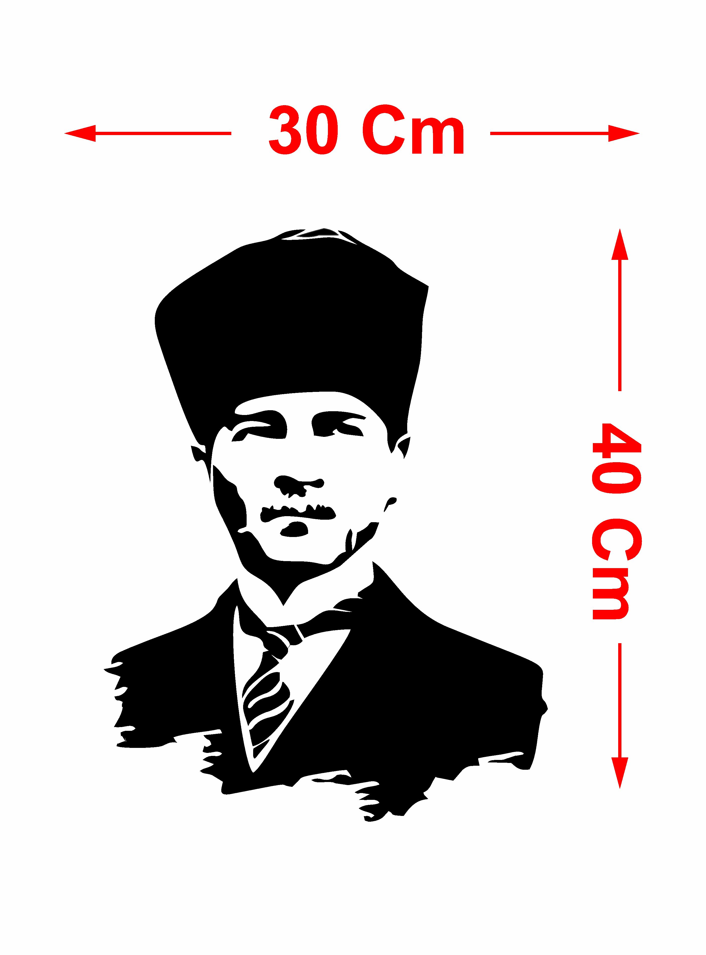 Atatürk Si̇lüet Gazi̇ Mustafa Kemal Büyük Türk Atatürk Başkomtan Sti̇cker Araba Oto Motosi̇klet Karavan Sti̇cker 00008 50X37 Cm 