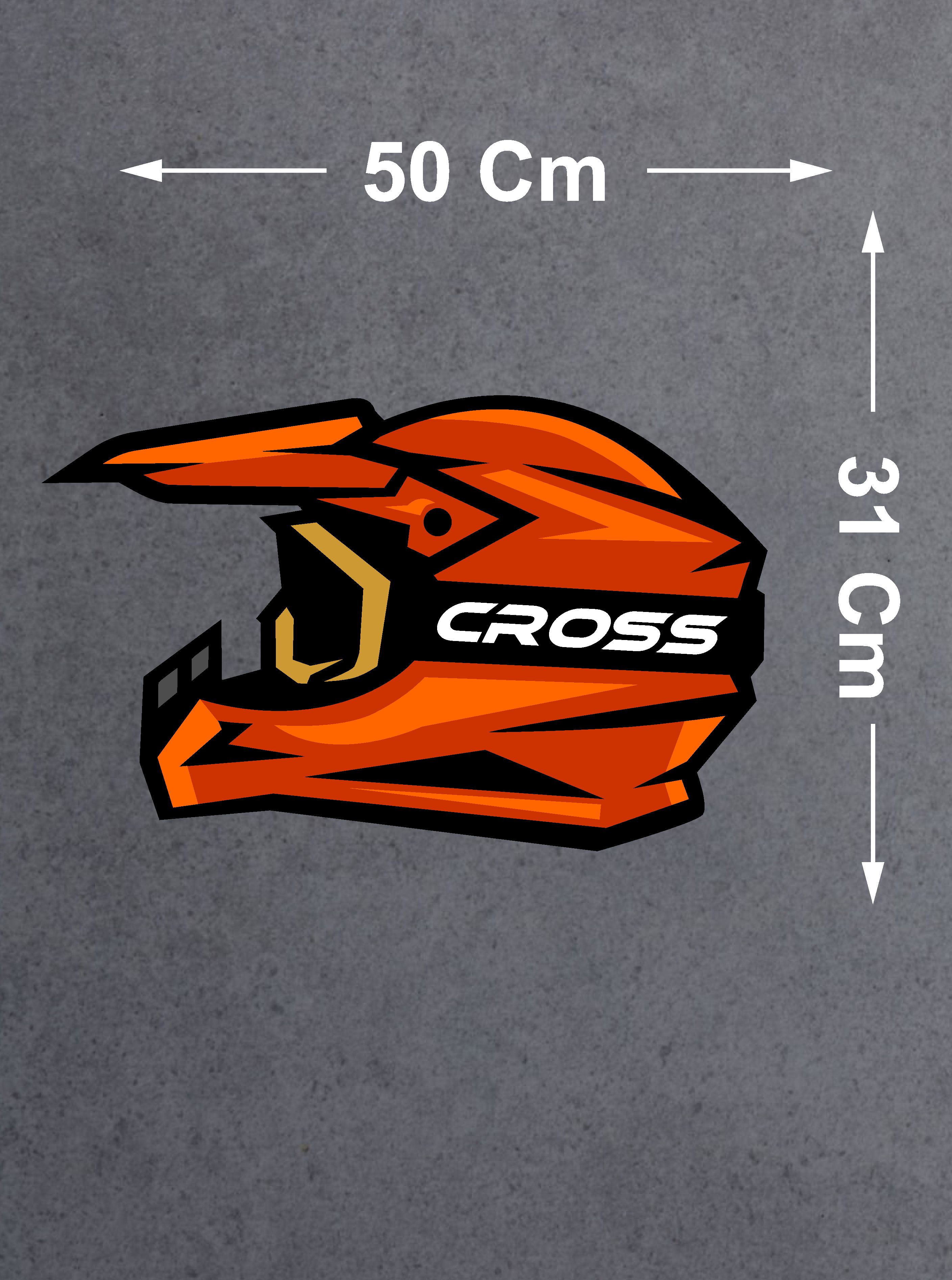 Cross Kask Sti̇cker - Motosi̇klet Cross Motosi̇klet Kask Cam Araba Oto Sti̇cker - 00021 12X8 Cm 