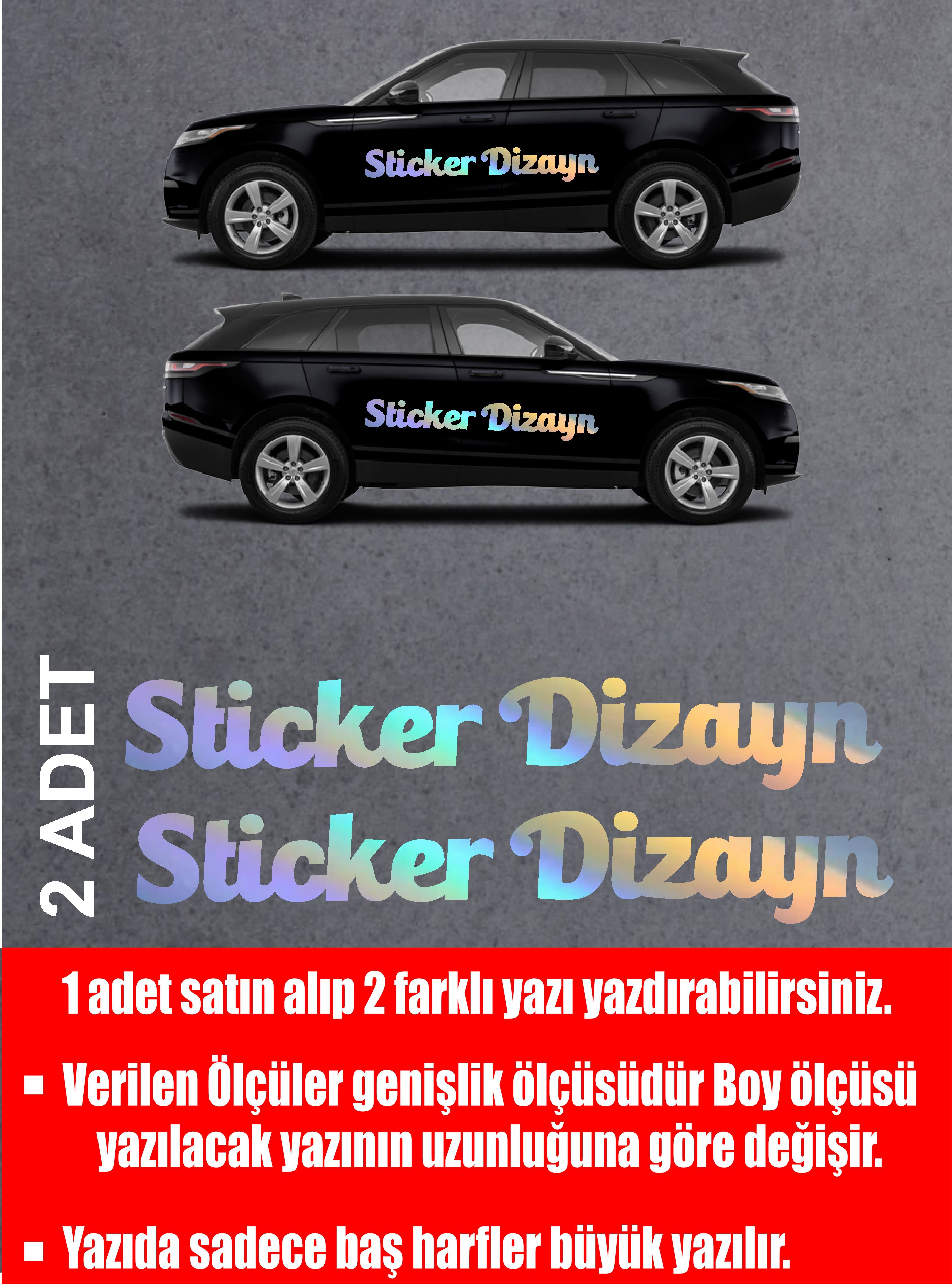 Ki̇şi̇ye Özel Yazı - 2 Adet Isi̇m Soyi̇si̇m Yazı - Araba - Oto - Araç -Motosi̇klet - Karavan Sti̇cker Eti̇ket 00096 60 Cm 